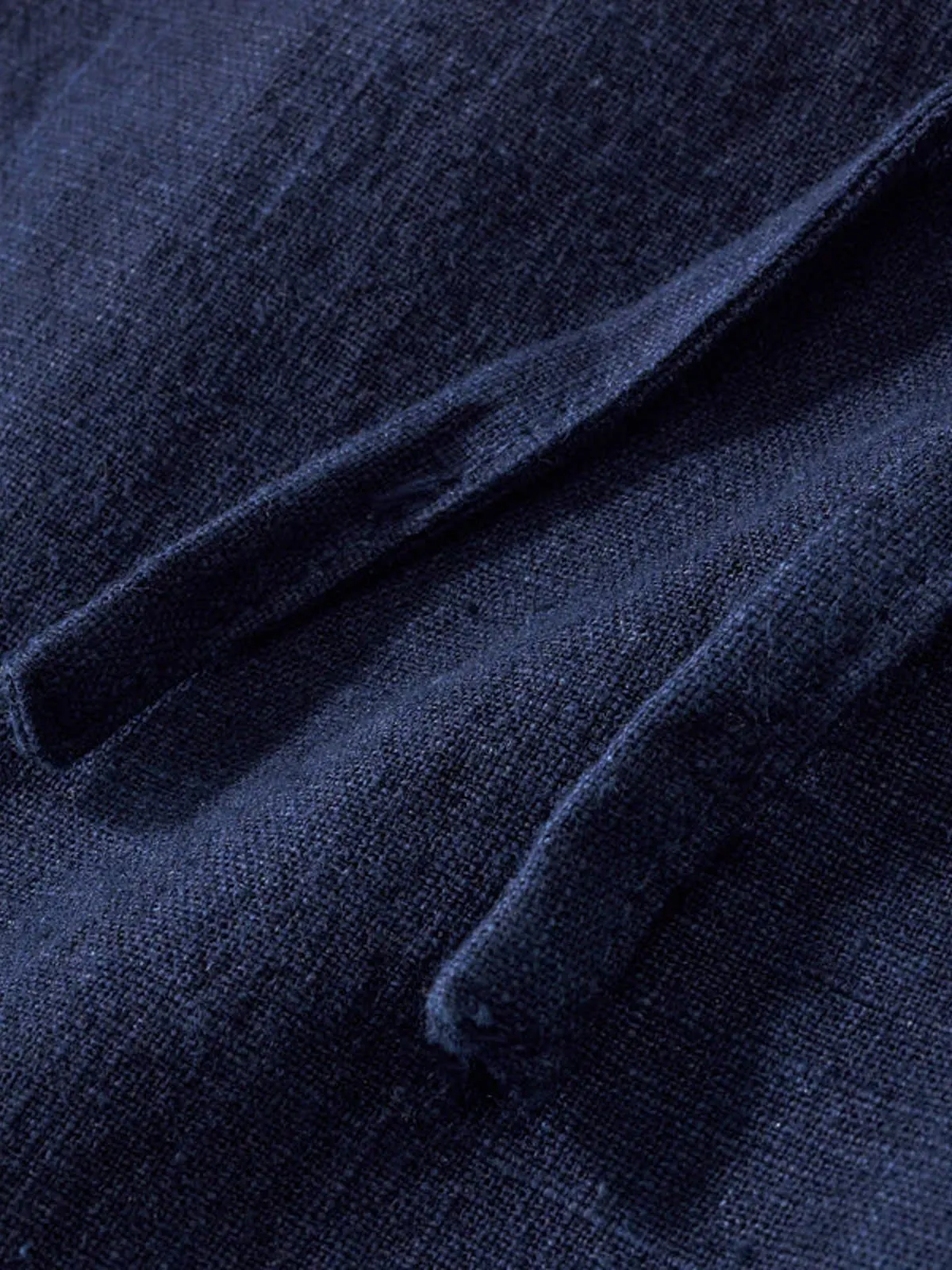 Indigo Dyed Cotton Linen Blend Casual Pants