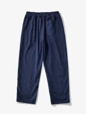 Indigo Dyed Cotton Linen Blend Casual Pants