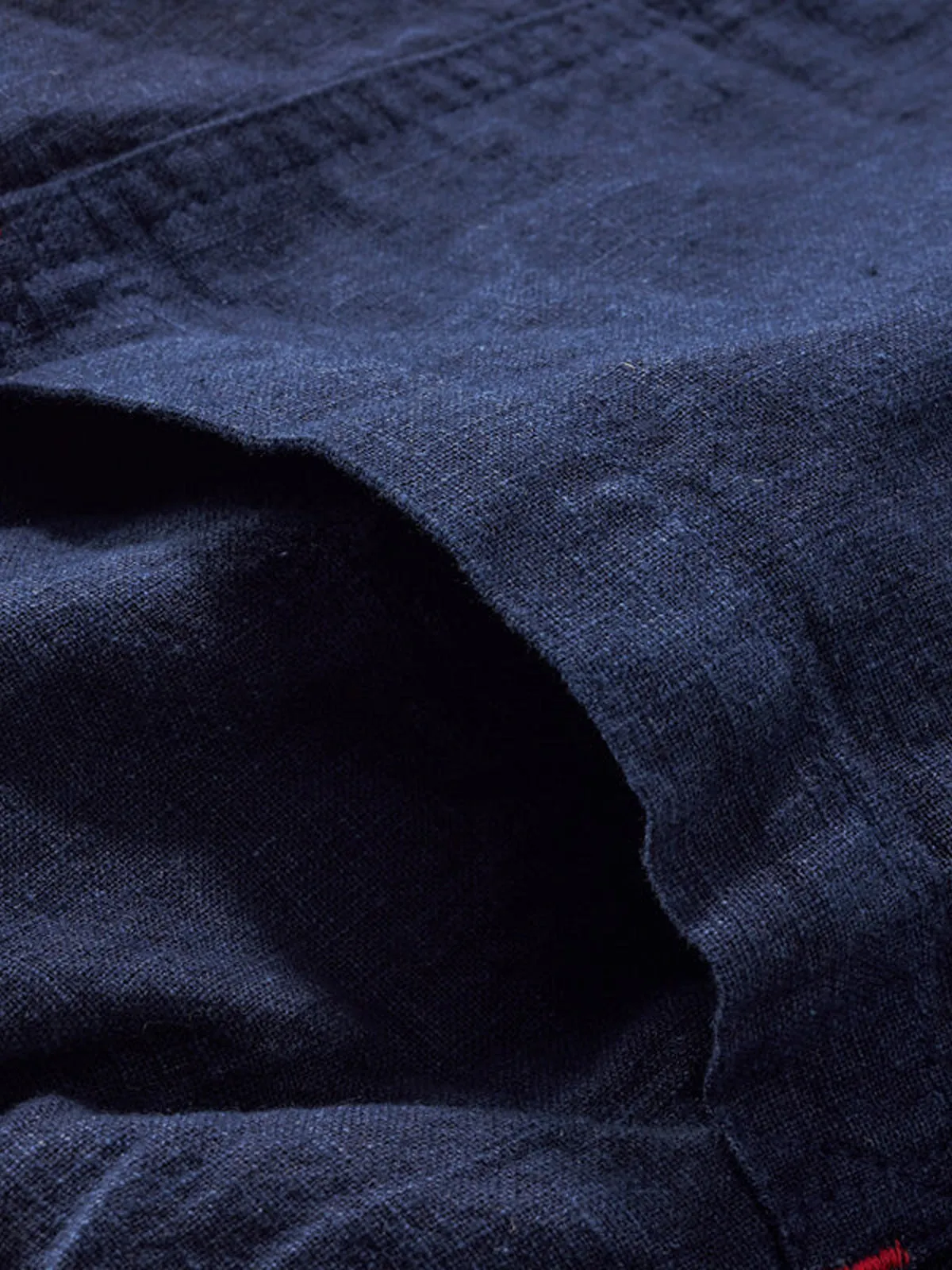 Indigo Dyed Cotton Linen Blend Casual Pants