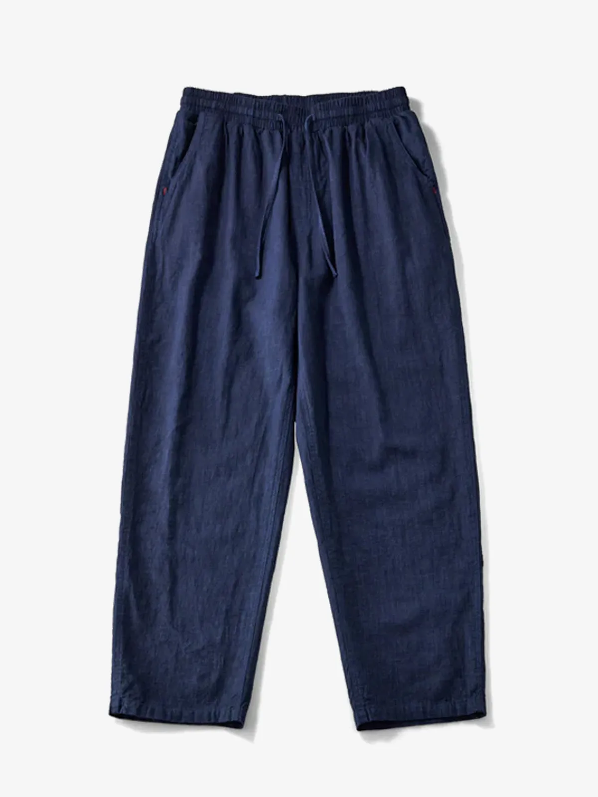 Indigo Dyed Cotton Linen Blend Casual Pants