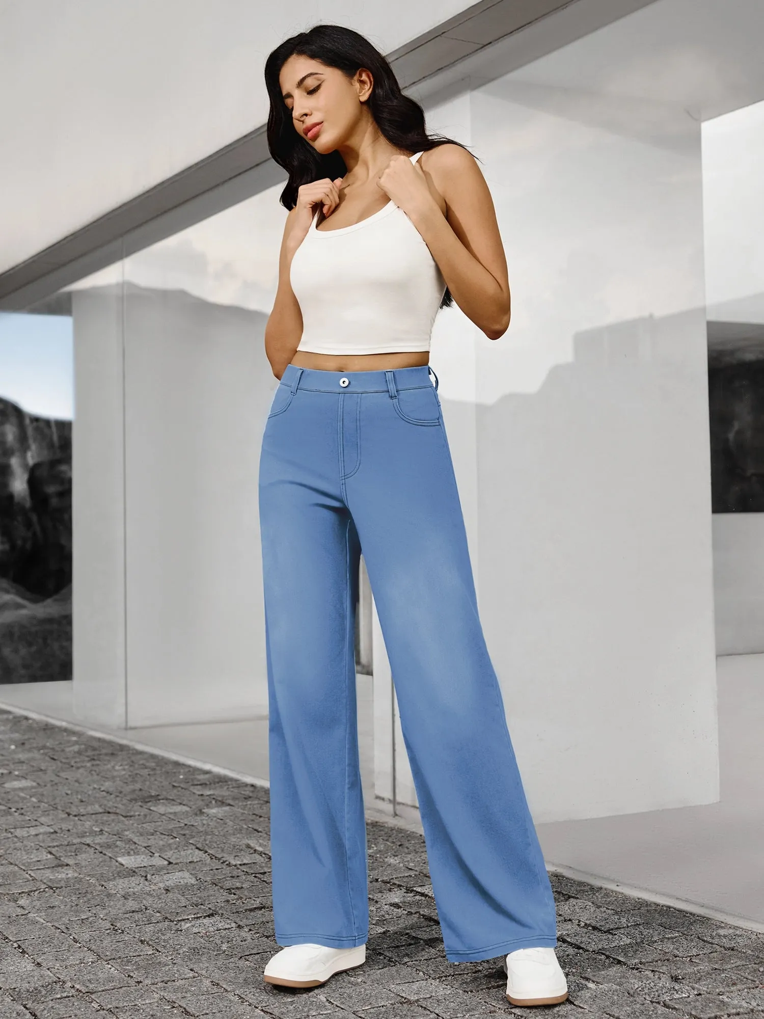 IUGA High Waist Pull On Wide Leg Jeans