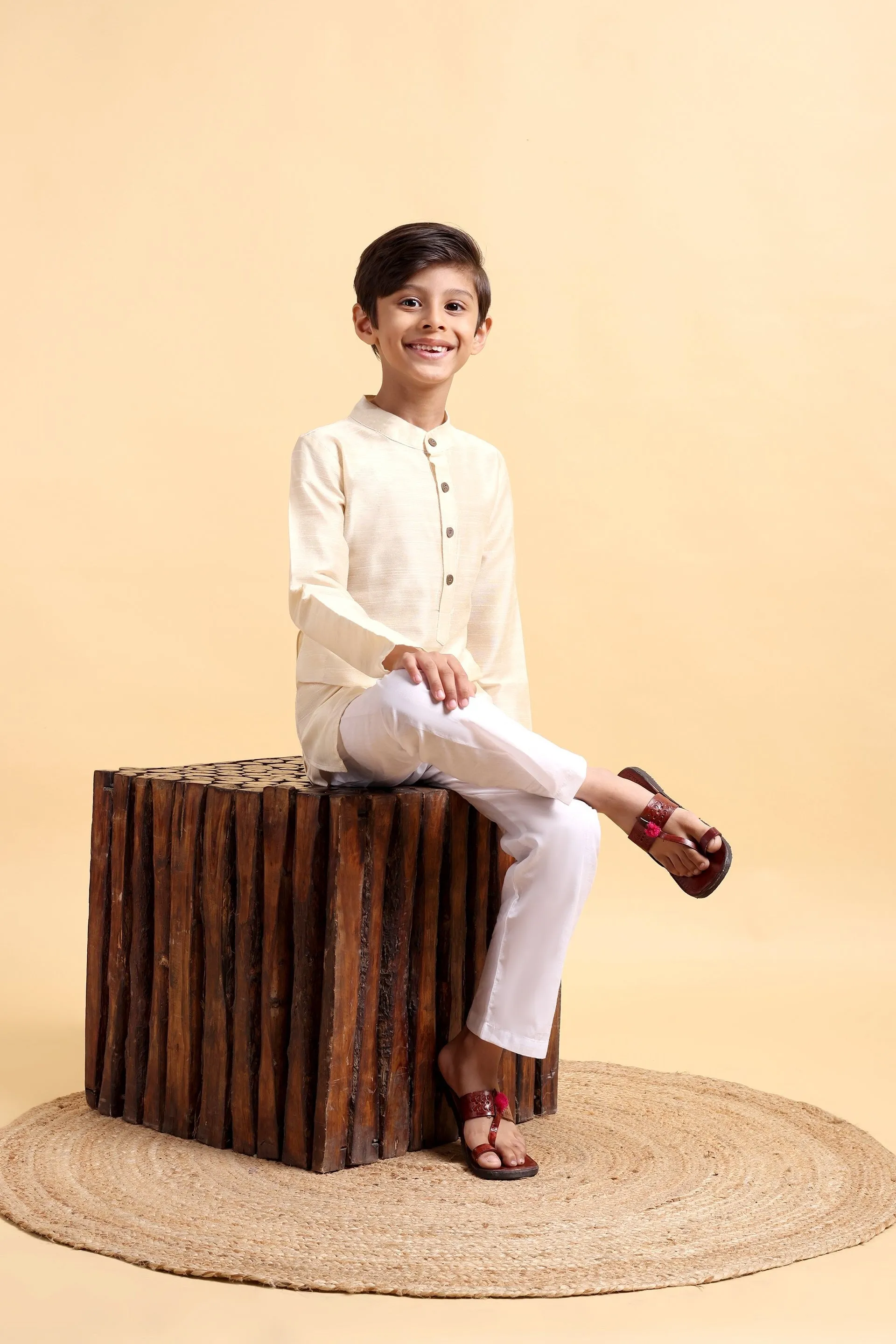 Ivory Cotton silk Kurta & Pajama Set