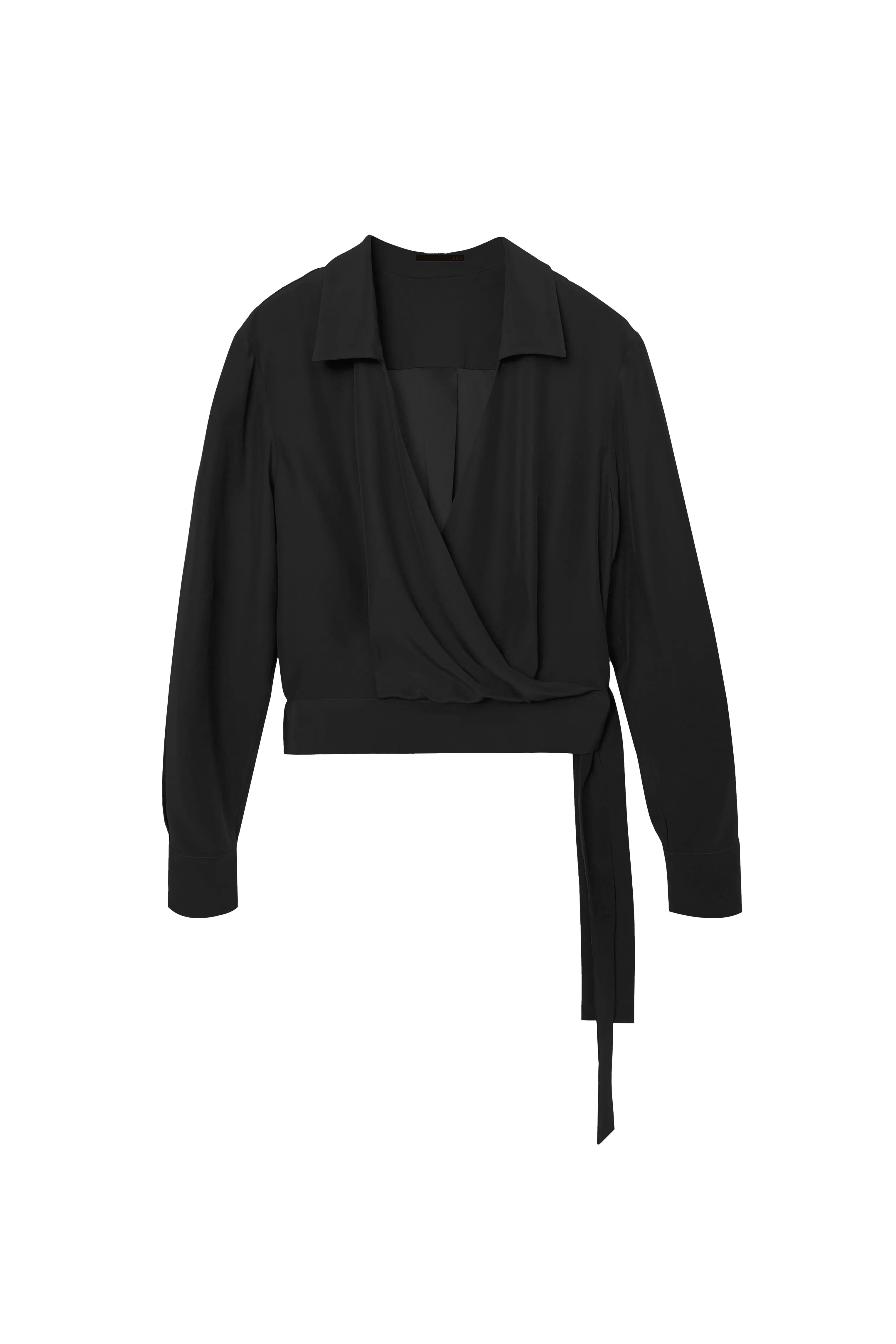 Jacket Style Wrap Top - Black