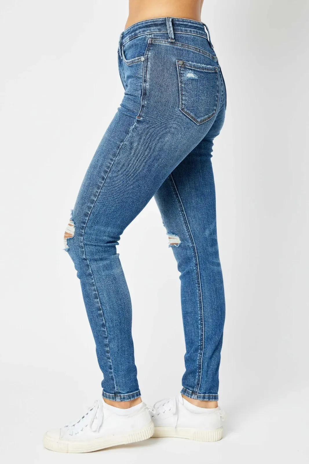 Judy Blue Mid-Rise TC Destroy Skinny Jeans