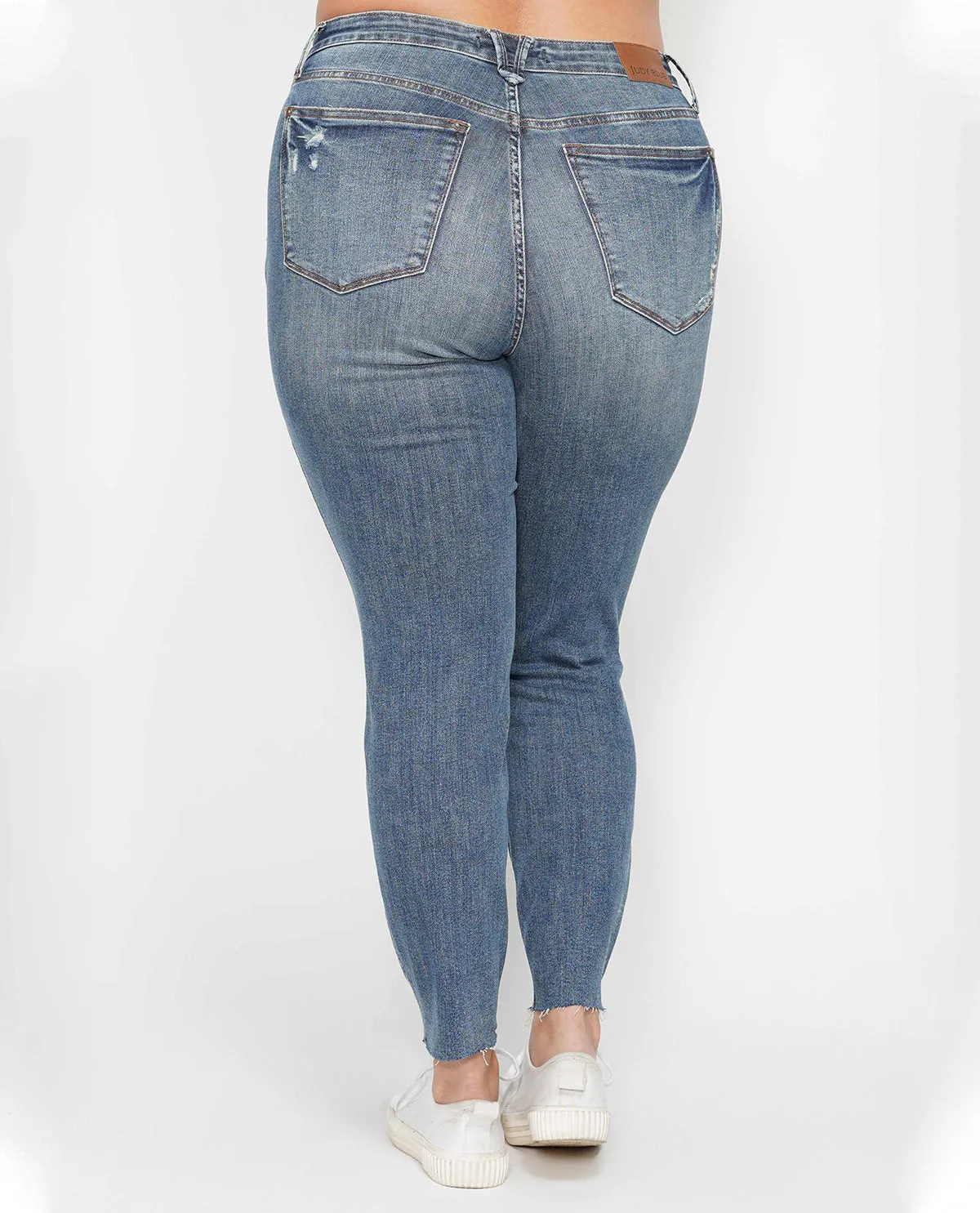 Judy Blue Plus High Waist Tummy Control Destroy Hem Skinny Jean