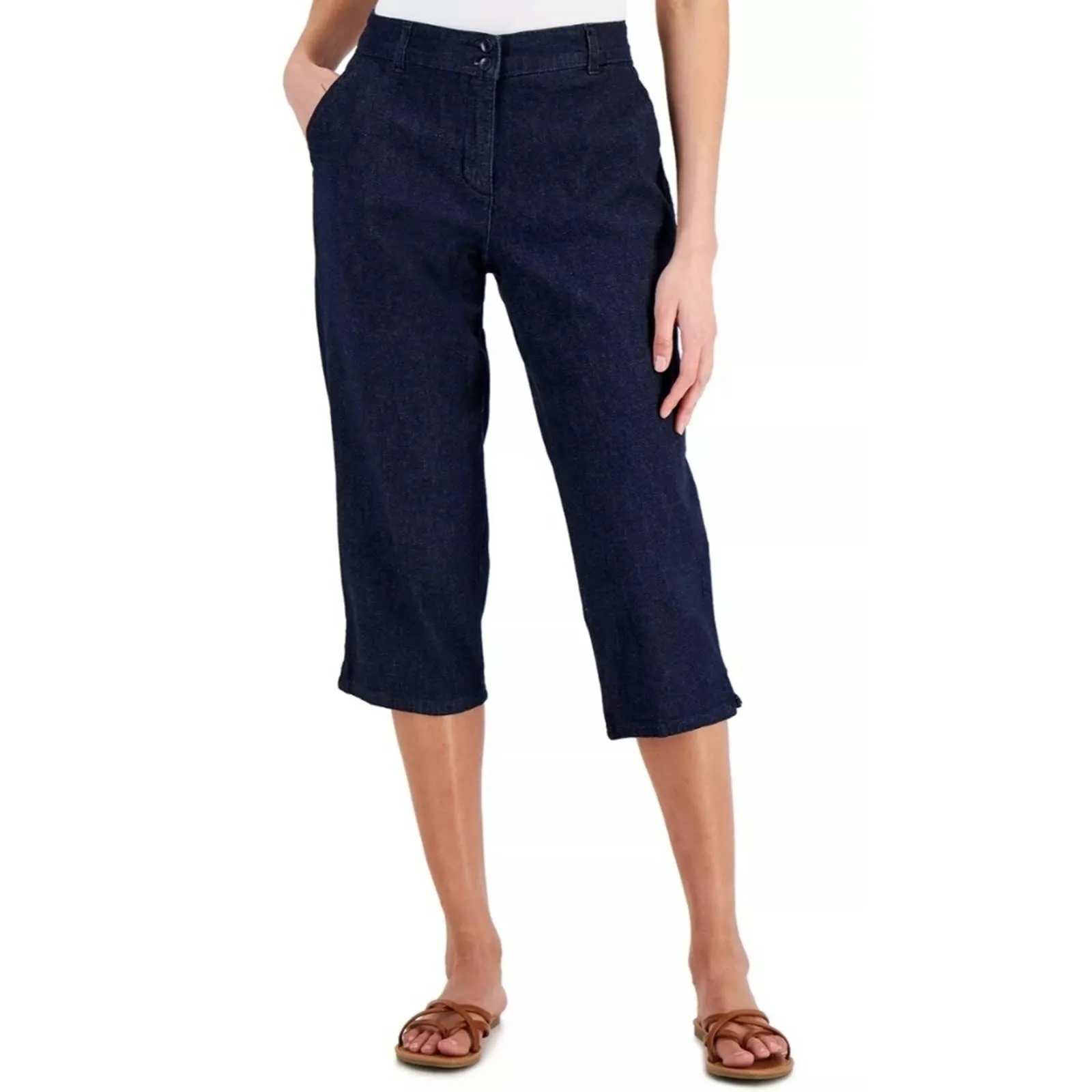 Karen Scott Comfort-Waist Denim Capri Pants