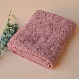 Knitted Baby Blanket in Organic Merino Wool - Rose (100x80cm)