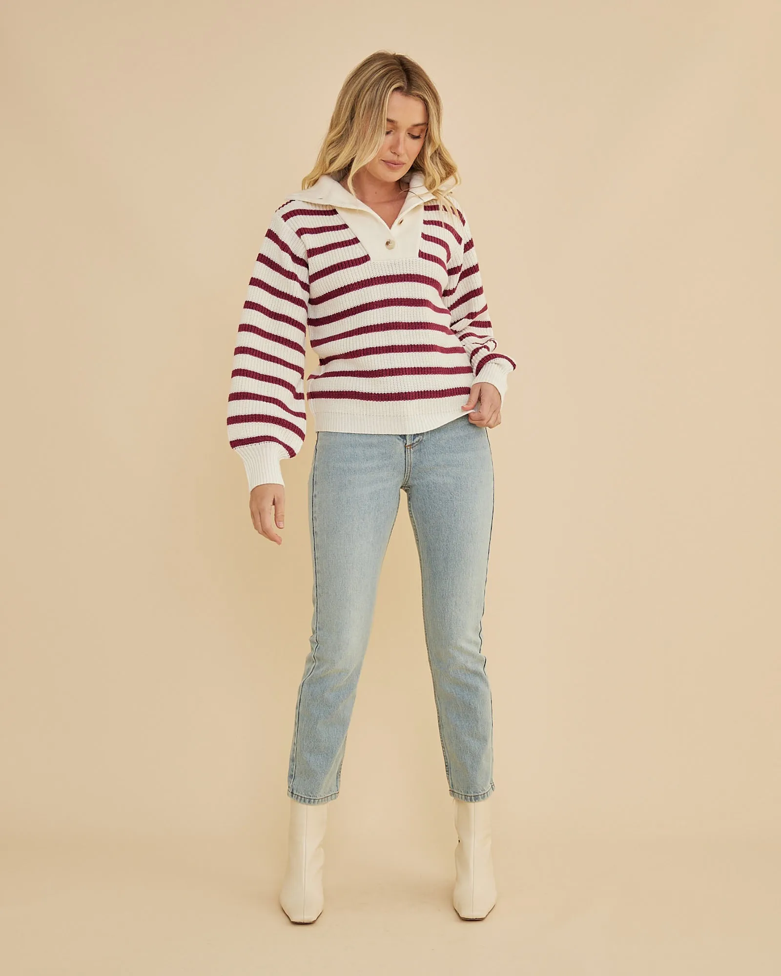 Lina Striped Knit - Mahogany