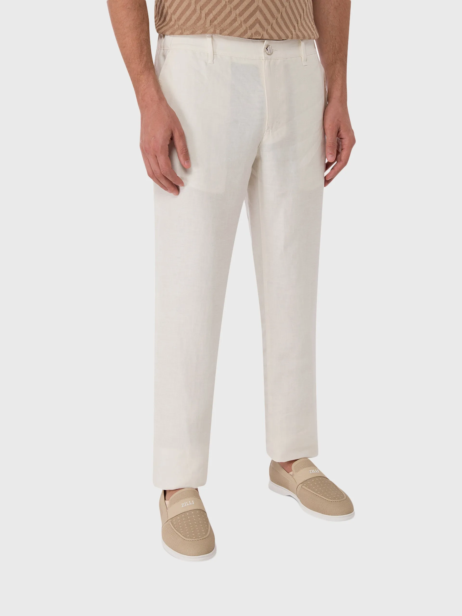 Linen and Silk Slim Fit Pants