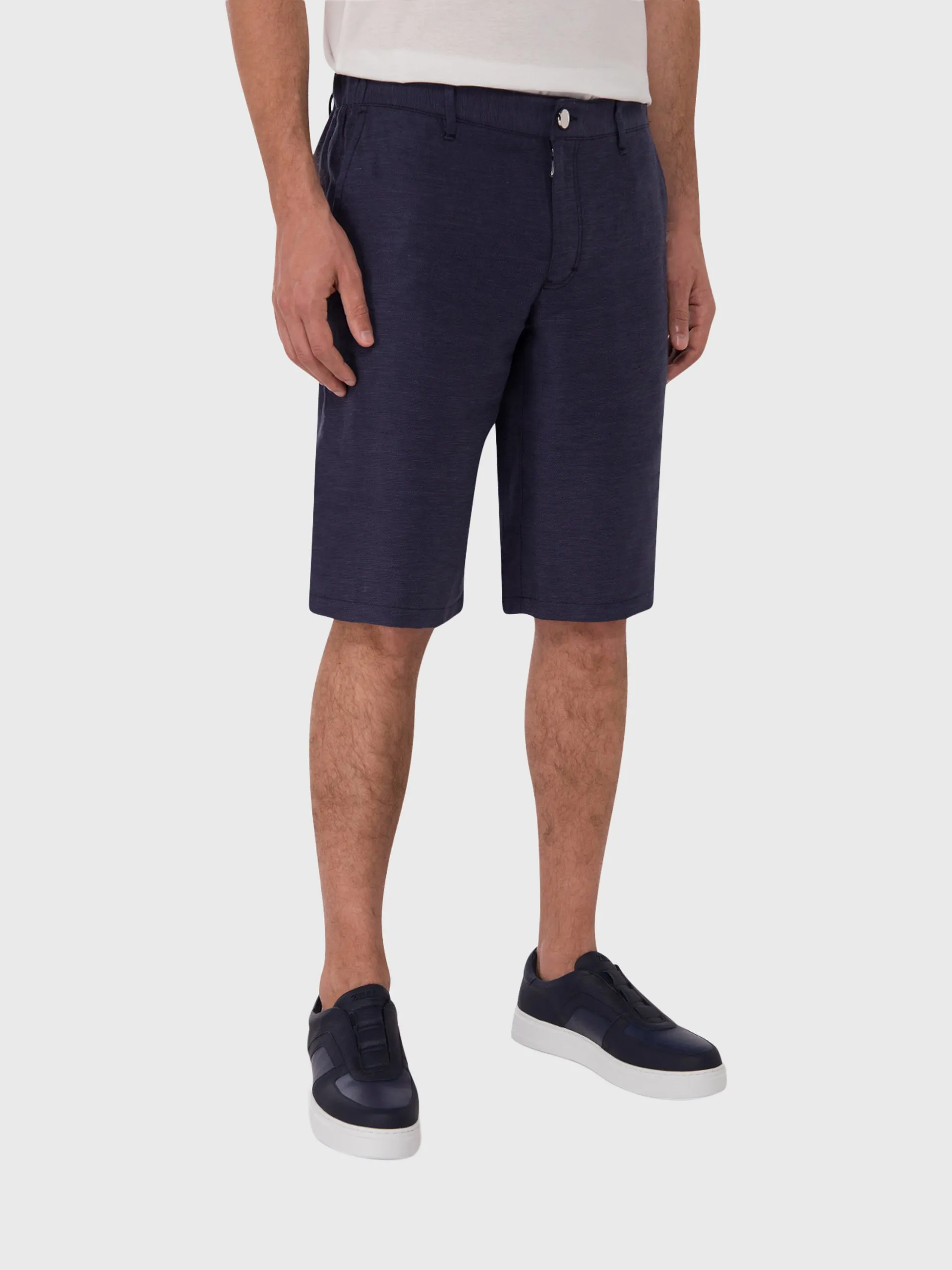 Linen and Silk Slim Fit Shorts