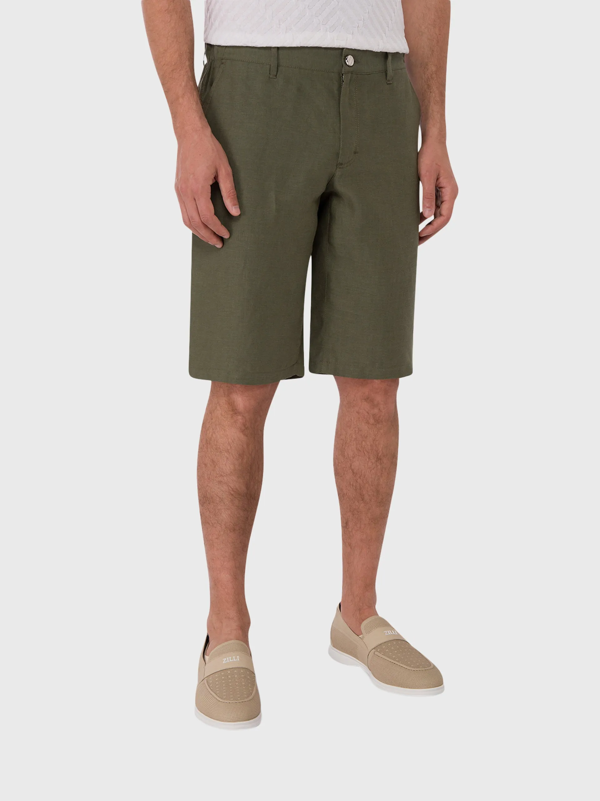 Linen and Silk Slim Fit Shorts