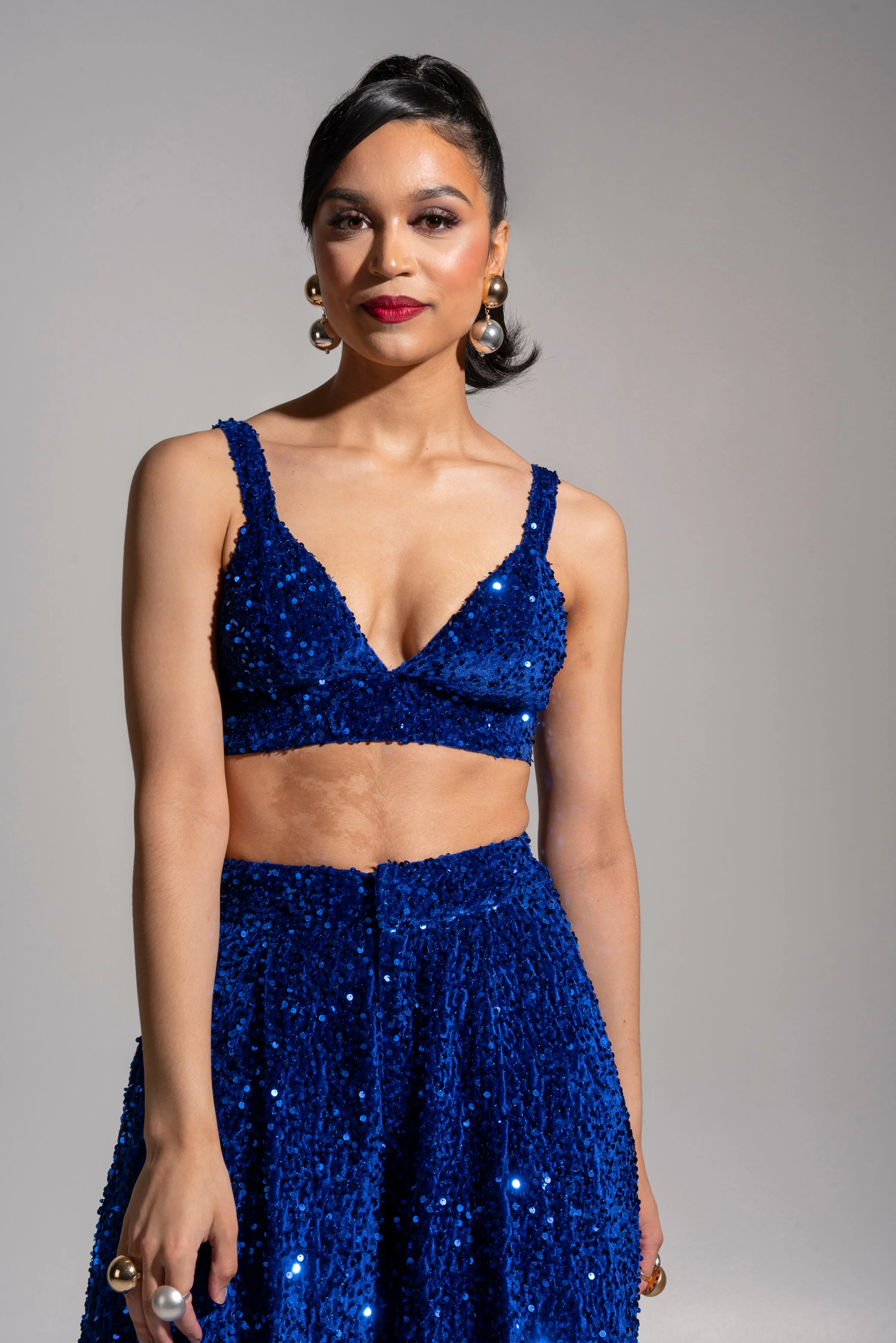 LIZA Sequin Pant Set in SAPPHIRE