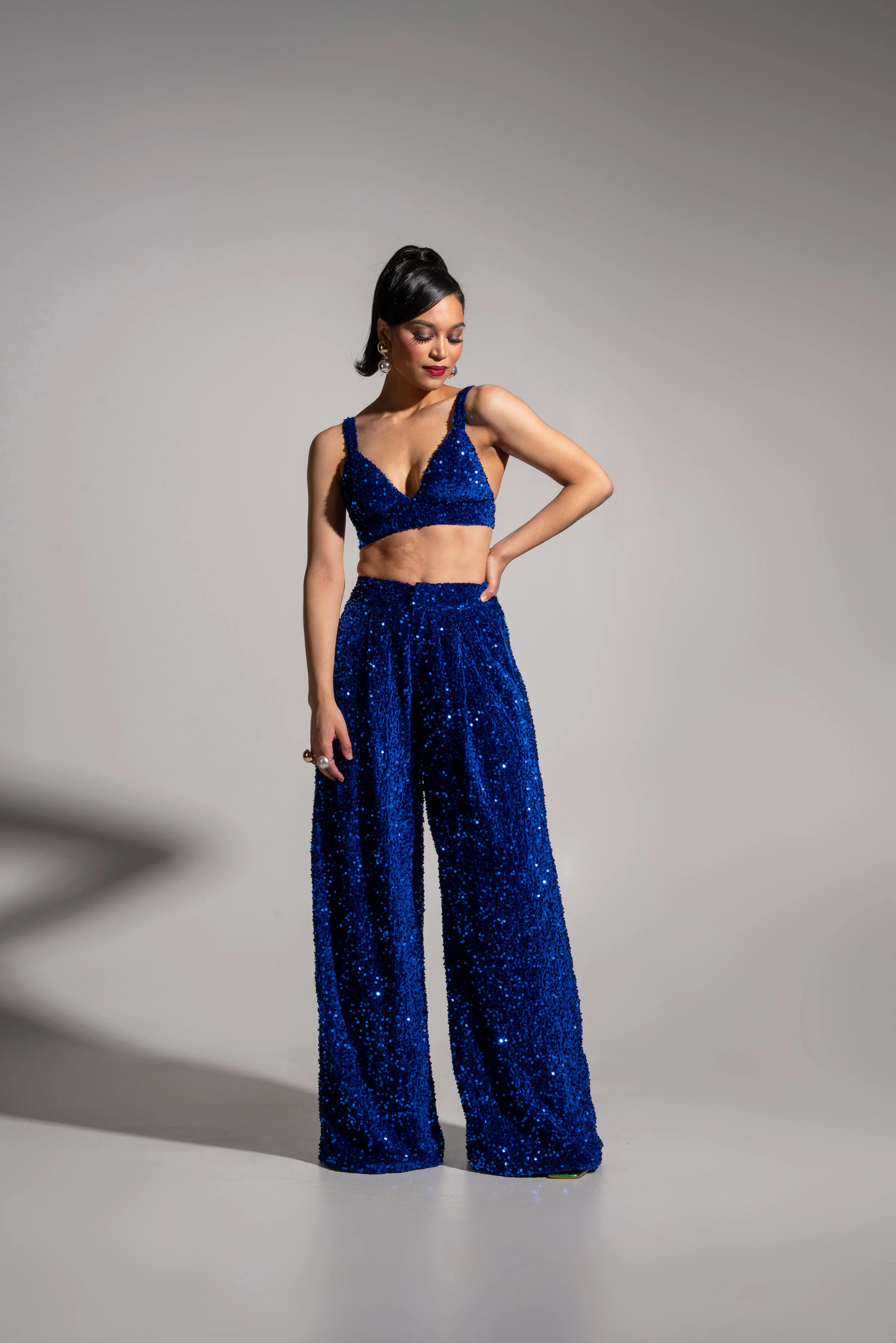 LIZA Sequin Pant Set in SAPPHIRE