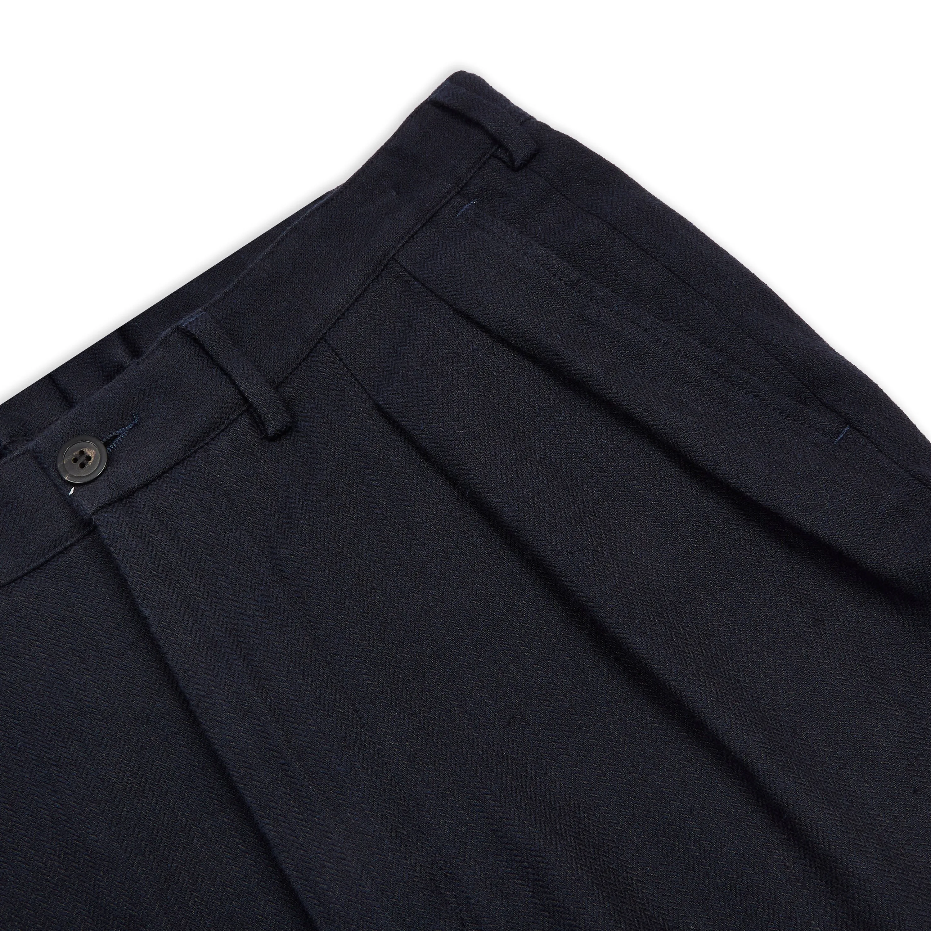 Lucio Herringbone Trouser - Navy