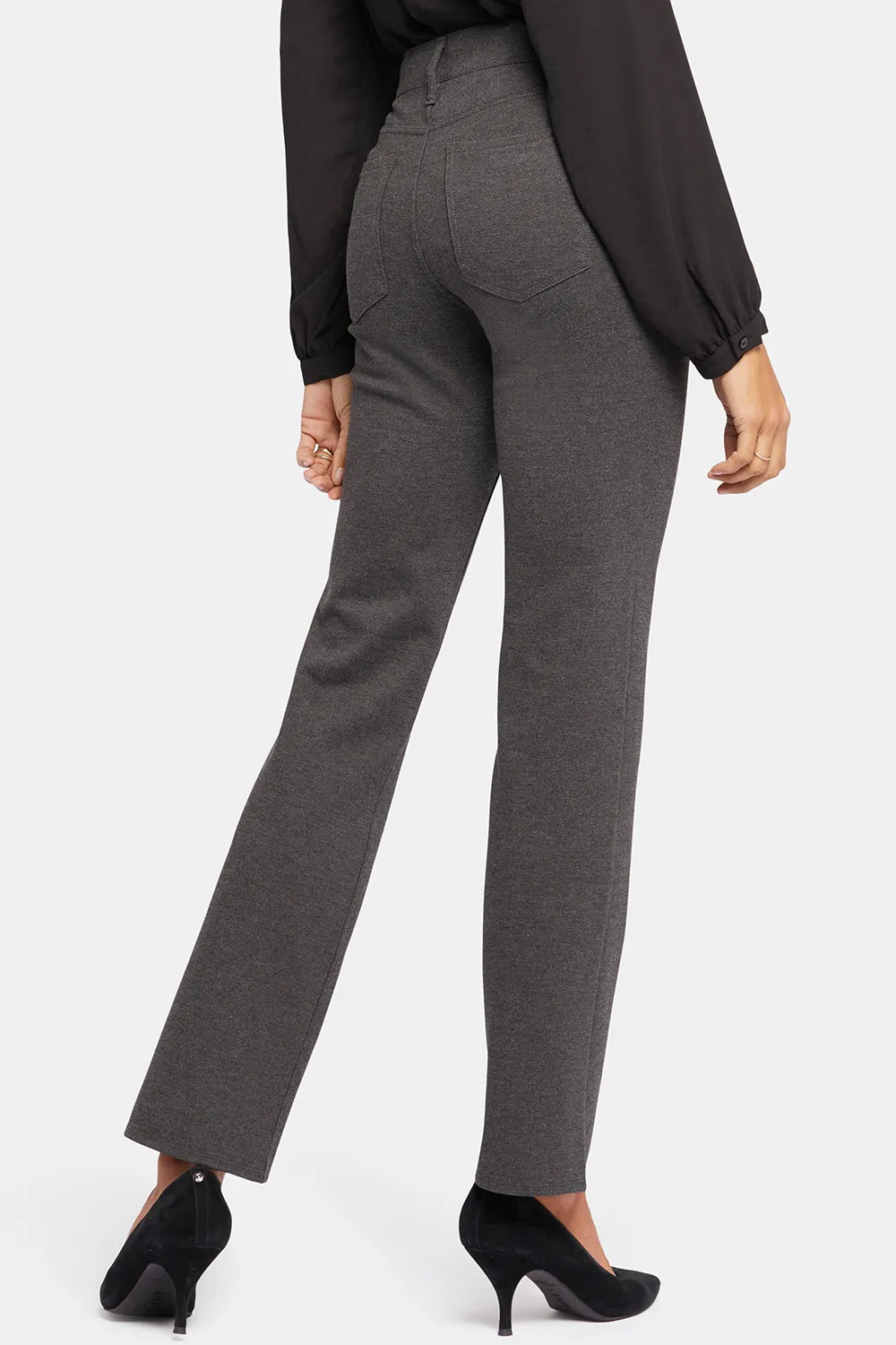 Marilyn Straight Pants In Petite - Charcoal Heathered