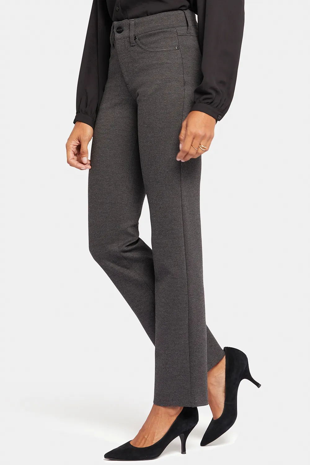 Marilyn Straight Pants In Petite - Charcoal Heathered