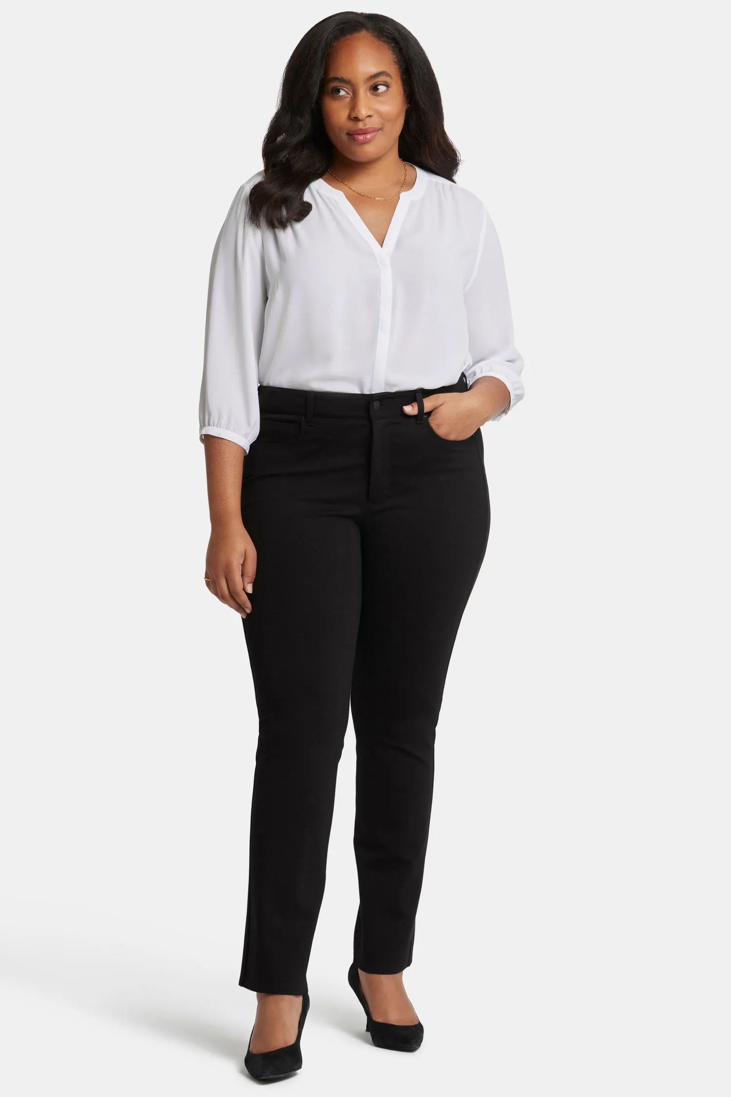 Marilyn Straight Pants In Plus Size - Black