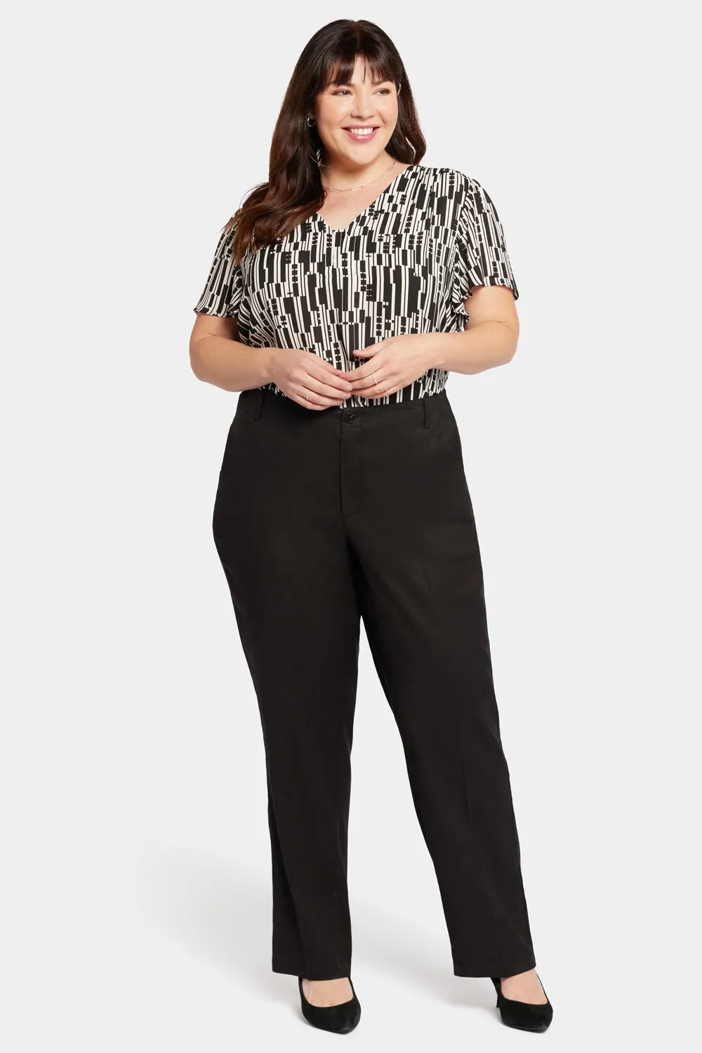 Marilyn Straight Pants In Plus Size - Black