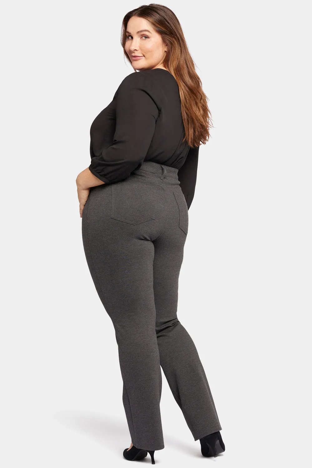 Marilyn Straight Pants In Plus Size - Charcoal Heathered