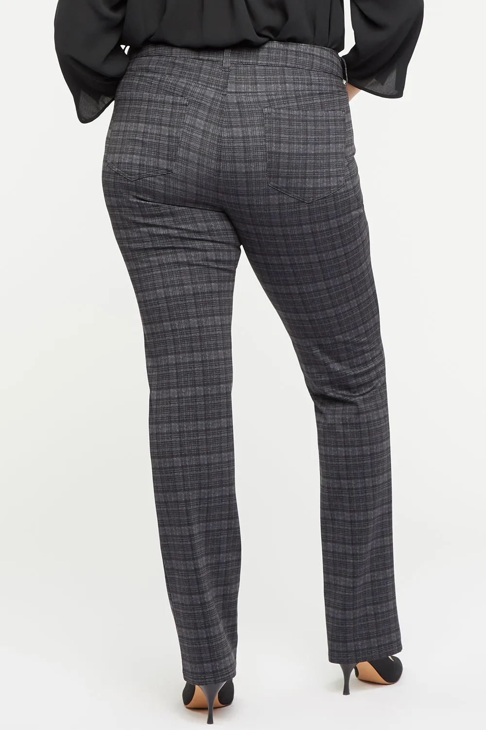 Marilyn Straight Pants In Plus Size - Hudson Plaid