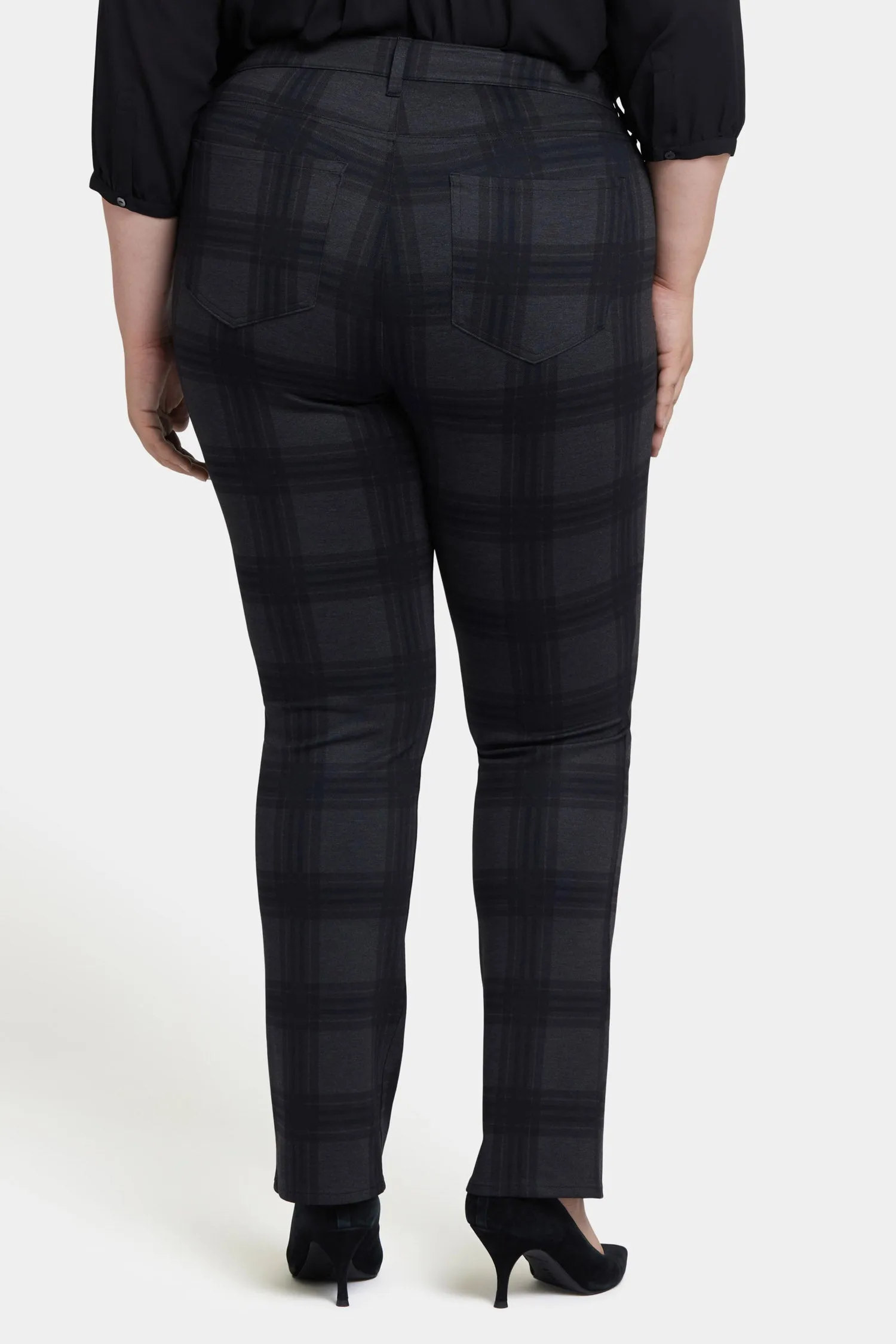 Marilyn Straight Pants In Plus Size - Piedmont Plaid