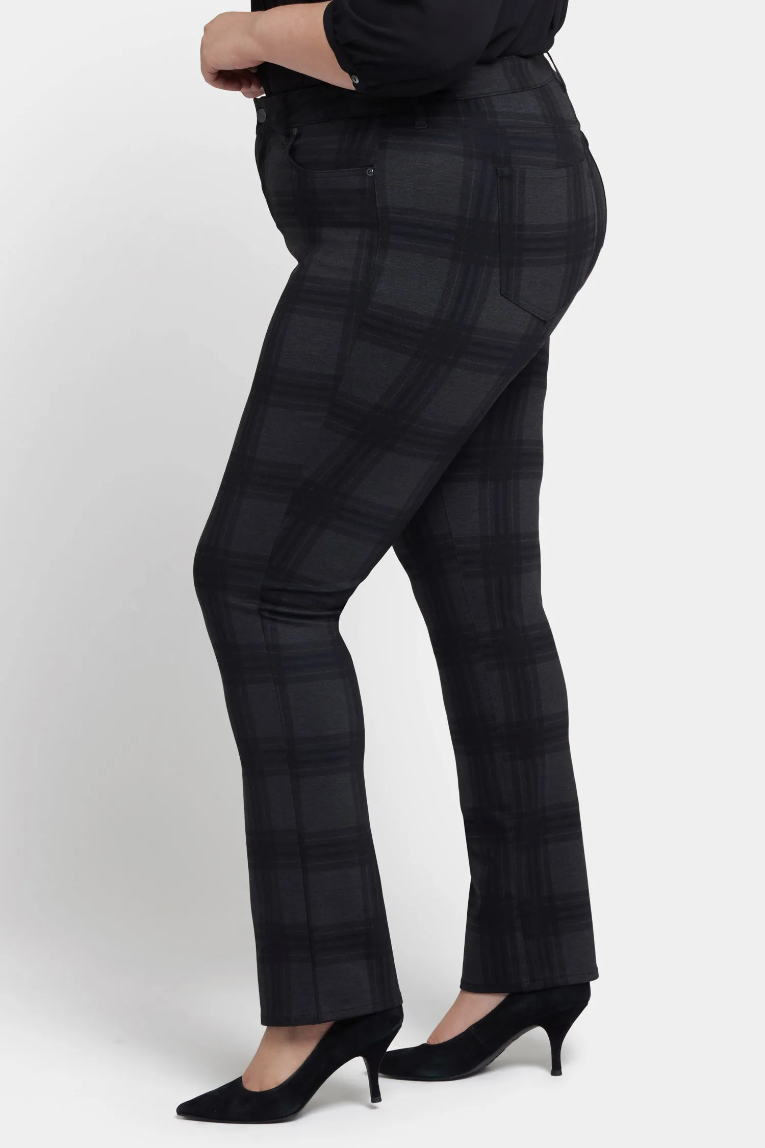 Marilyn Straight Pants In Plus Size - Piedmont Plaid