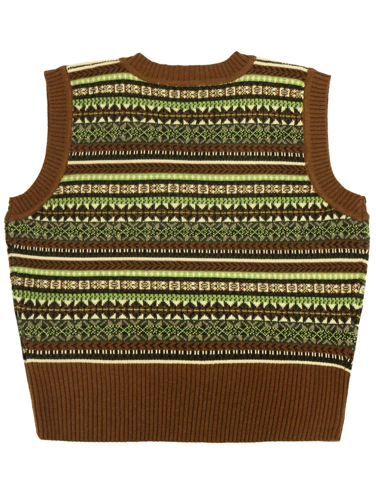 Melvin Vintage Fairisle Tank Top - Hazelnut Brown