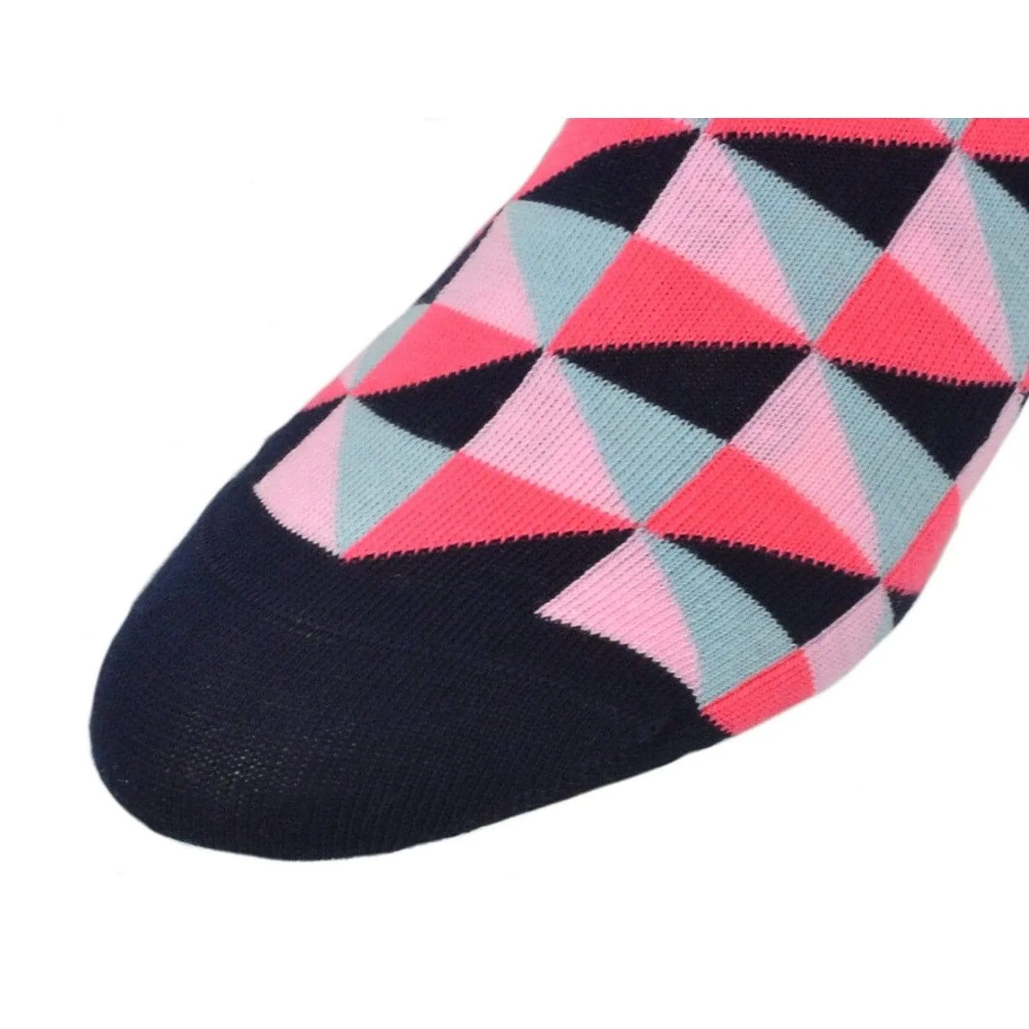 Men's Dress Casual 2 Pair Pack Combed Cotton Crew  Geometric Pattern Socks