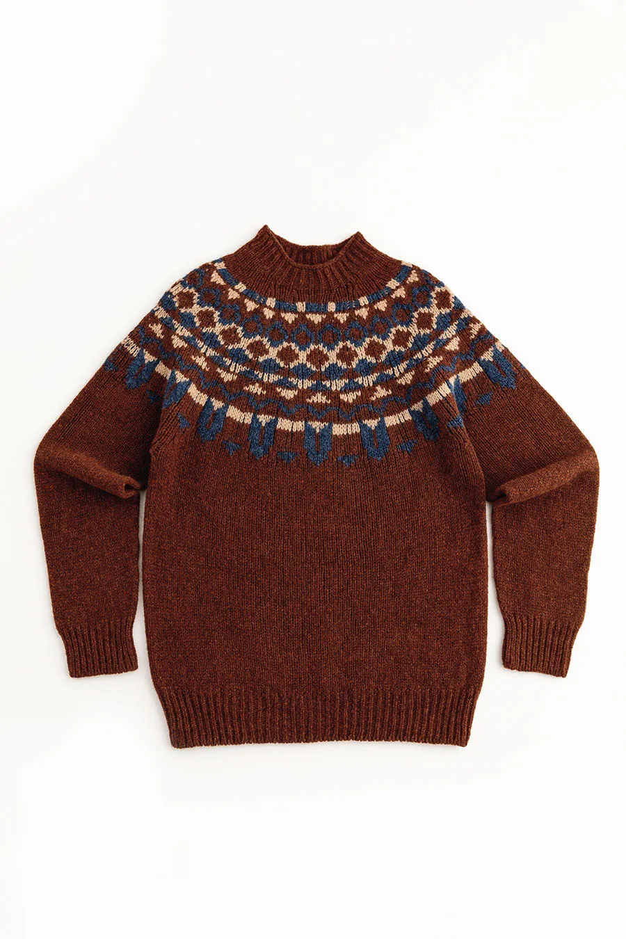 Mens Fair isle Brodgar Yoke Jumper - Rust