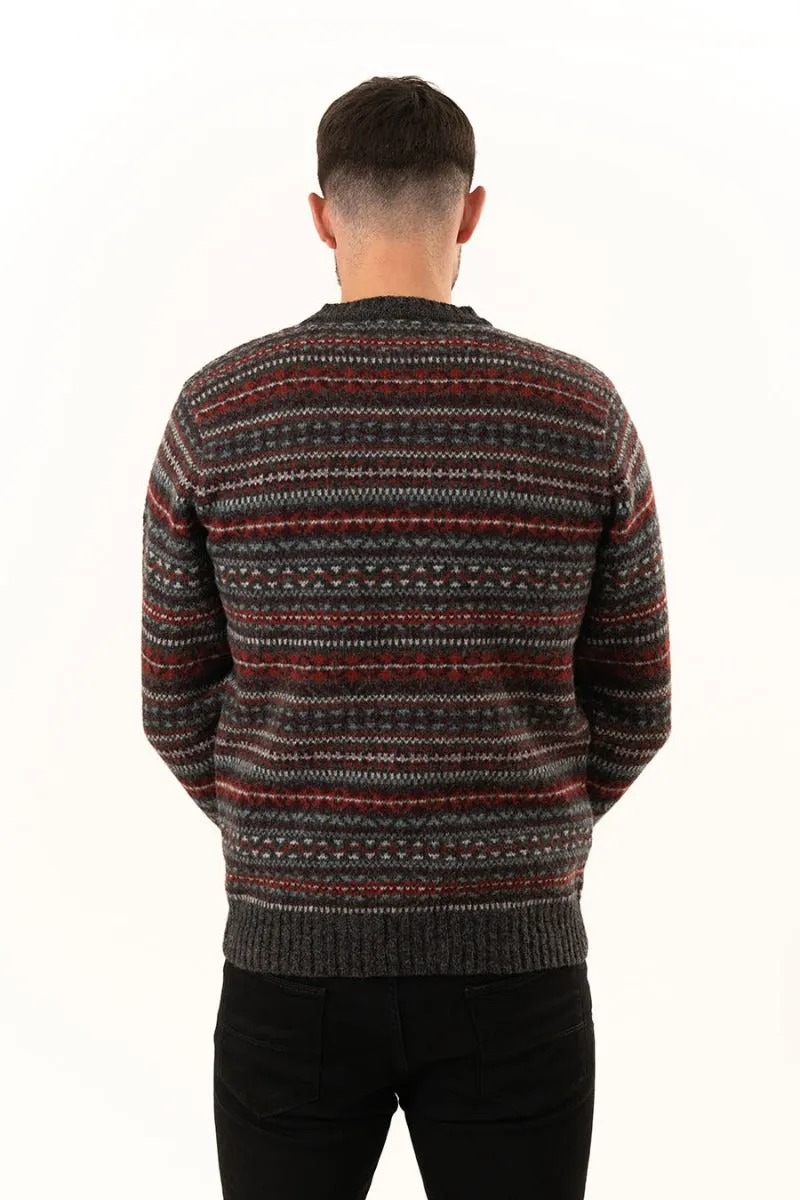 Mens Fair isle Kinnaird Jumper - Dark Grey