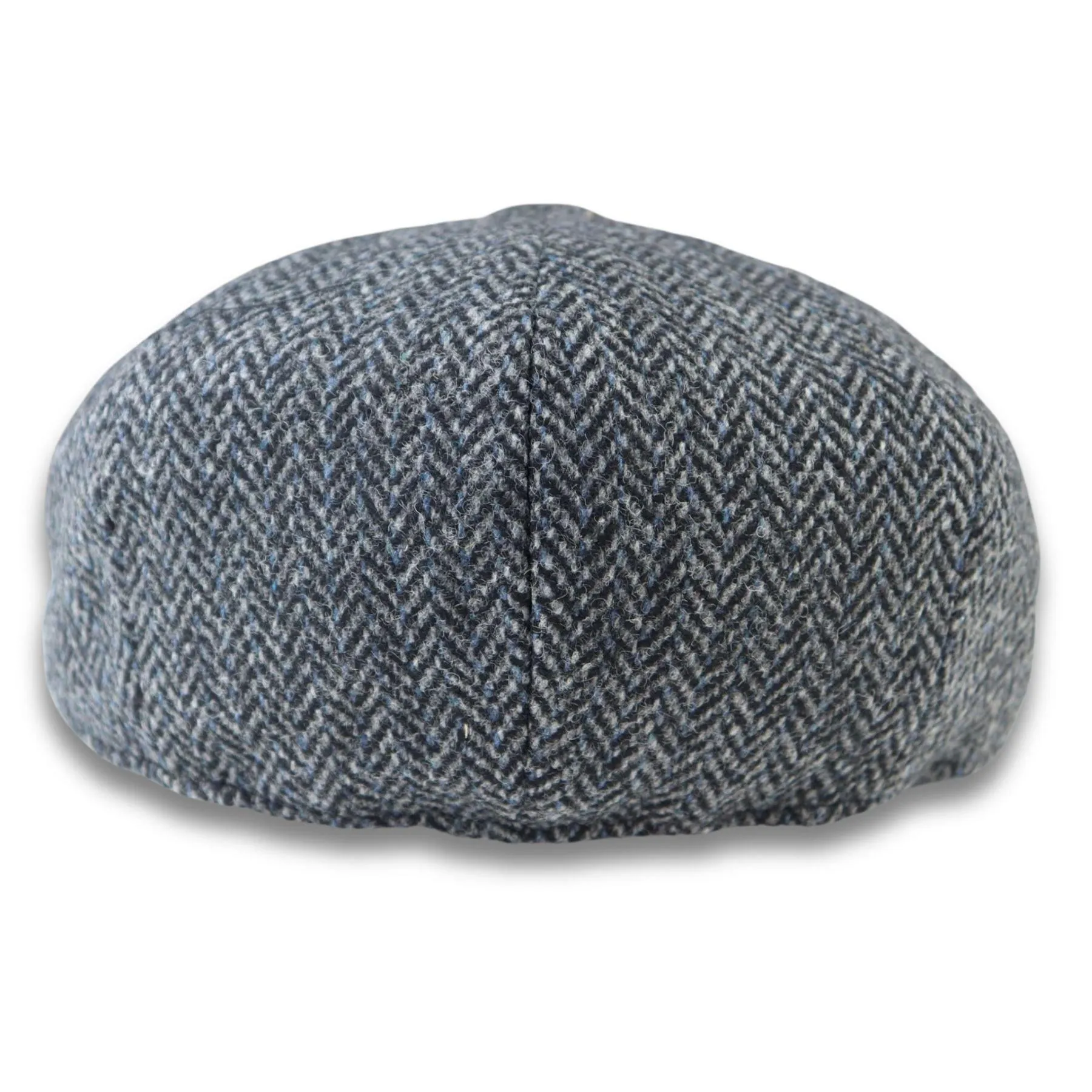 Men's Flat Cap Wool Blend Tweed Herringbone Grey Newsboy Baker Boy 8 Panel Hat