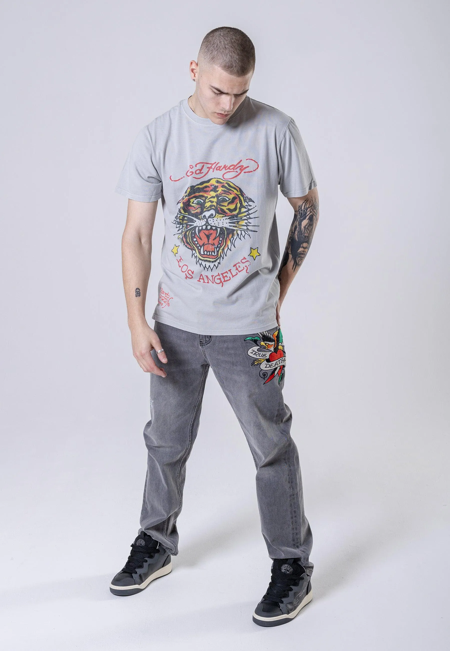 Mens Tiger-Vintage Roar T-Shirt - Grey