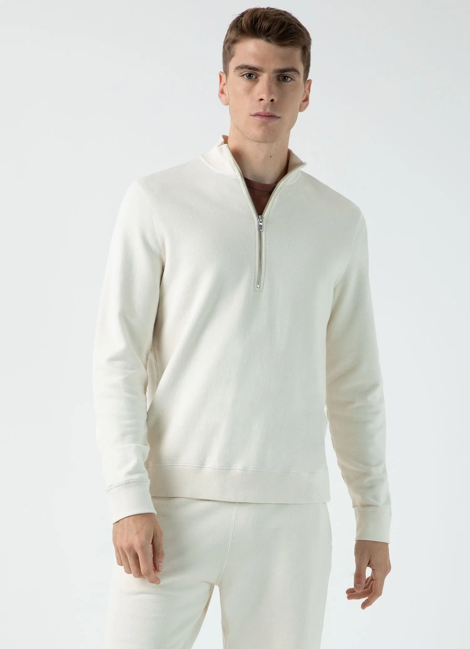 Men's Undyed Half Zip Loopback Sweatshirt in Undyed