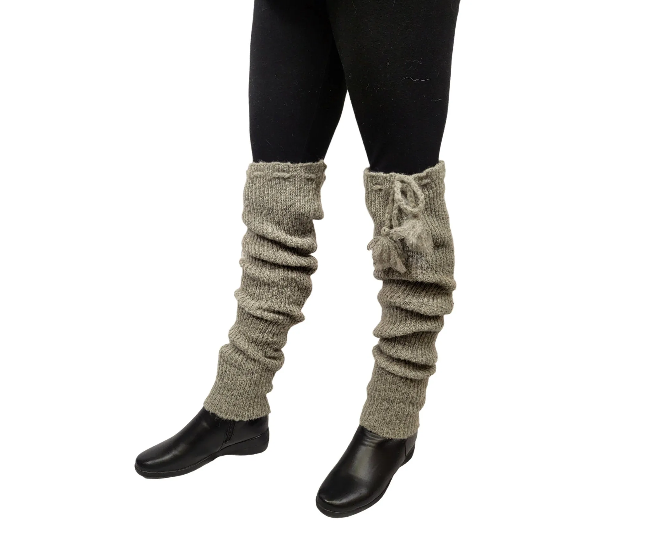 Mohair Wool Leg Warmers, , Grey, Thigh high, Fleece Lined on the inside. Super cozy!