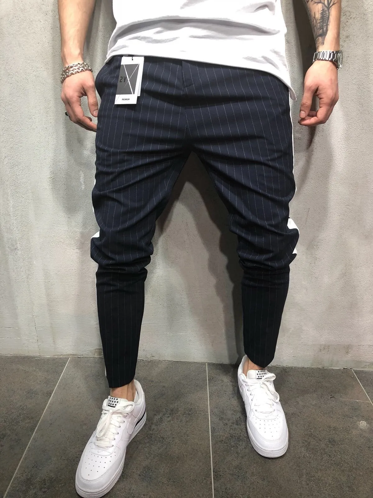 Navy Side Striped Casual Jogger Pant A112 Streetwear Jogger Pants