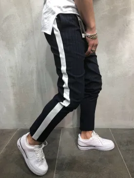 Navy Side Striped Casual Jogger Pant A112 Streetwear Jogger Pants