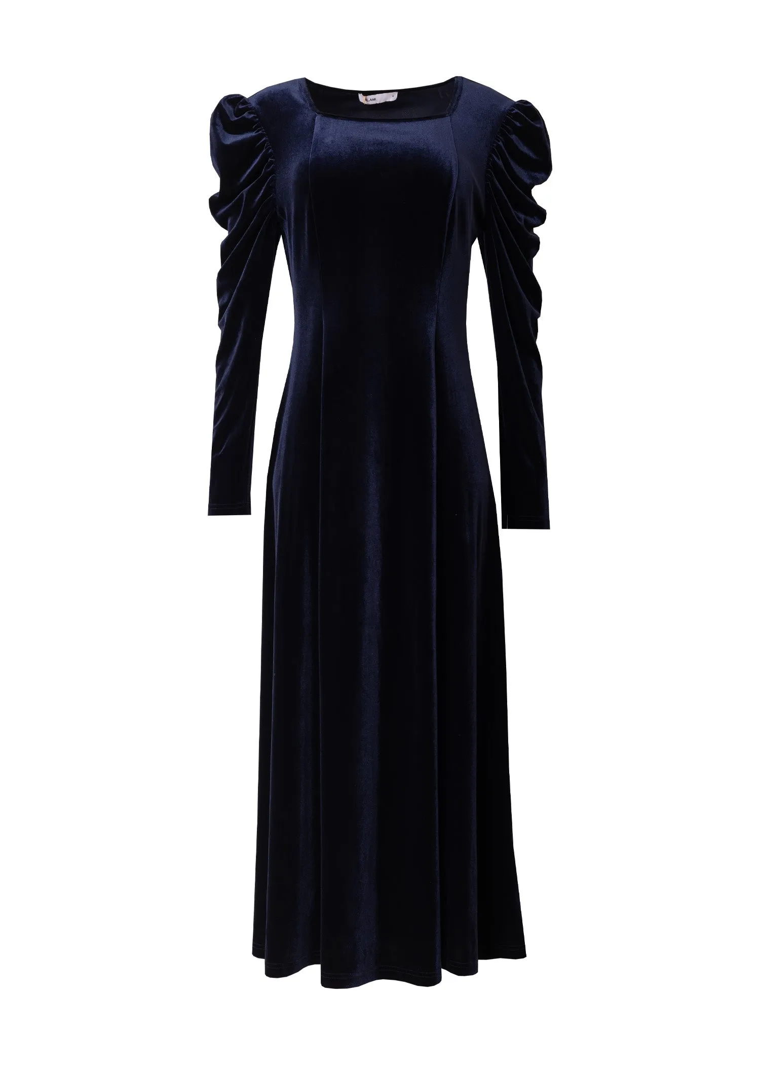 Navy Velvet Square Neck Dress