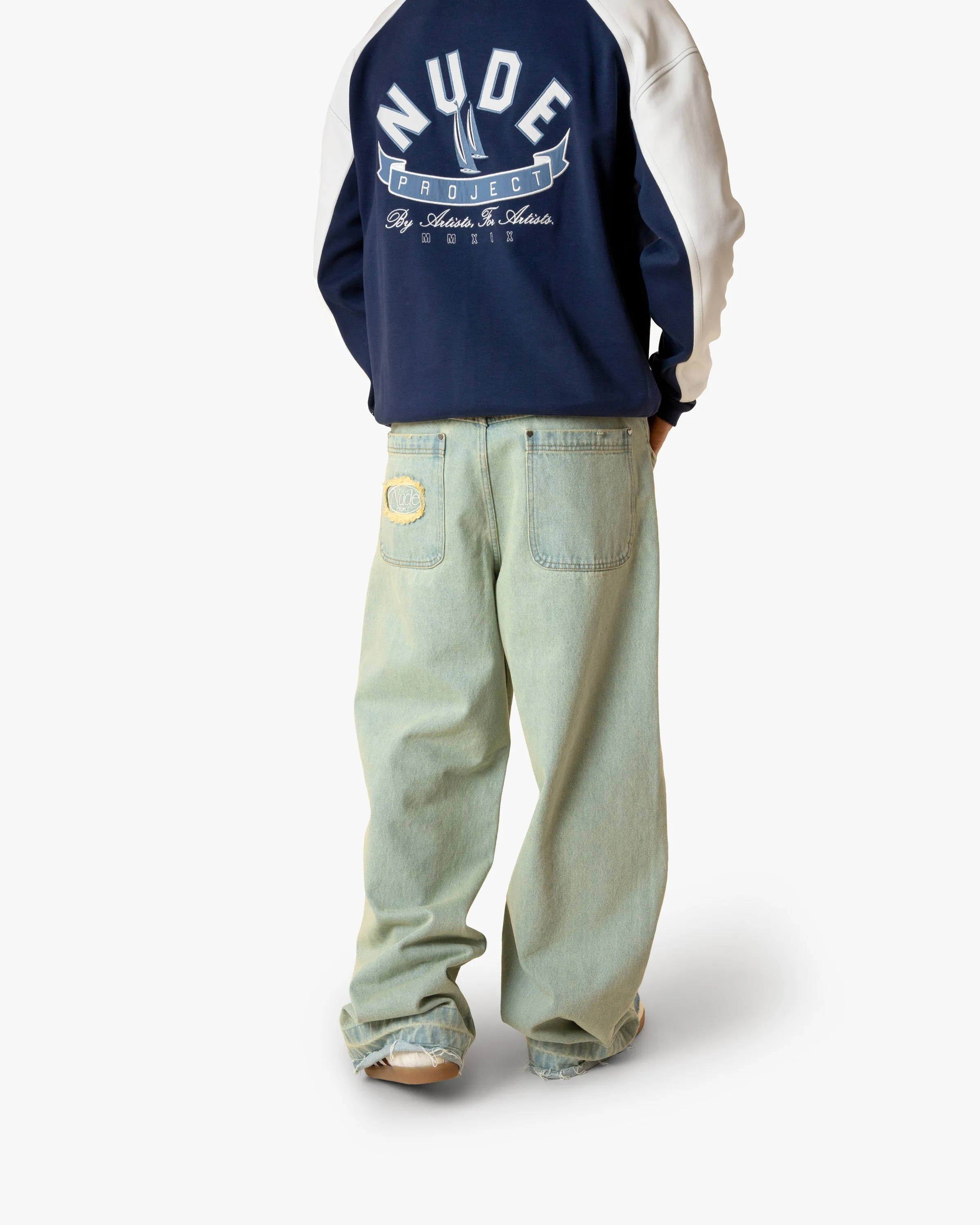 OLD BAGGY DENIM PANTS SAND DUST