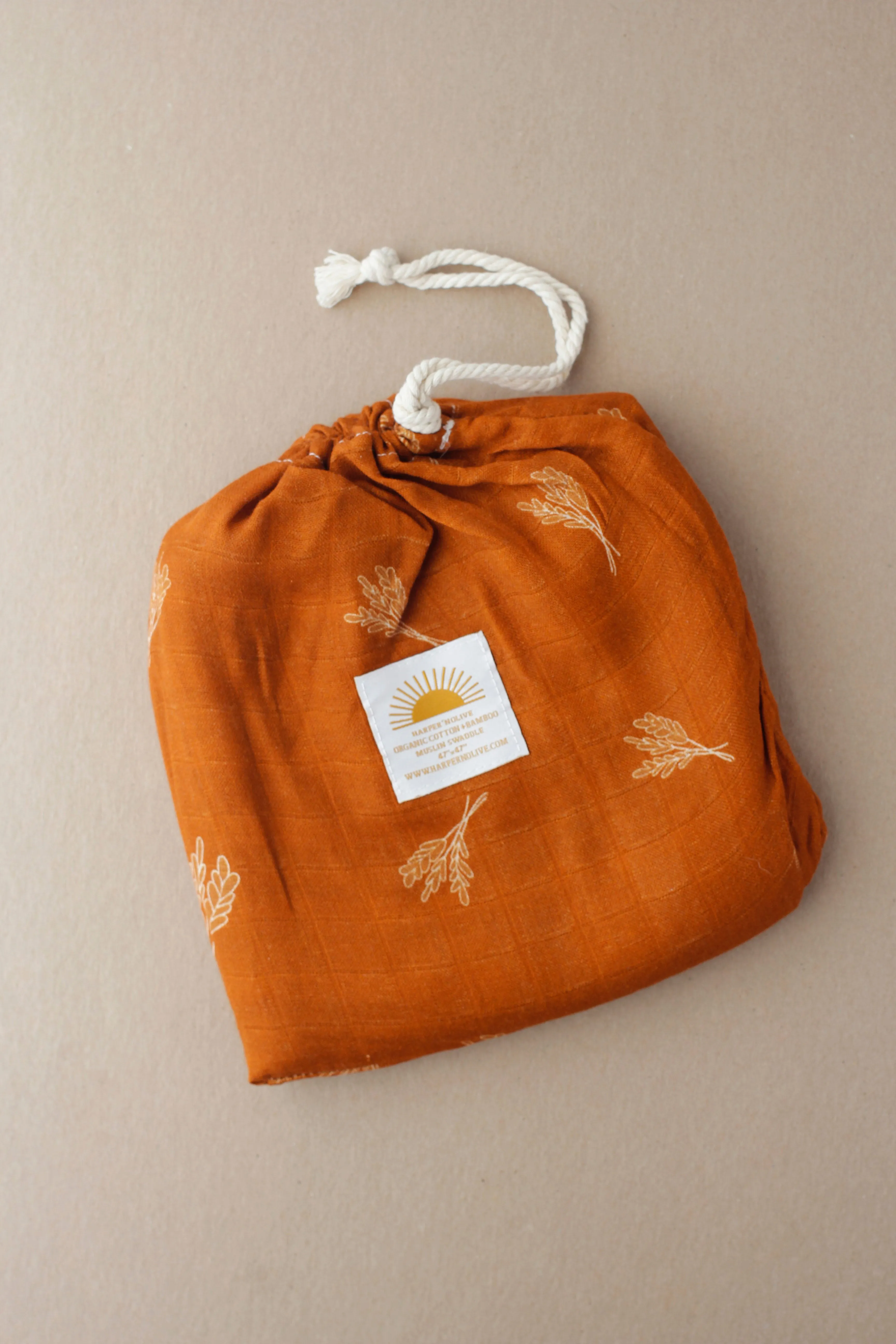 Organic Cotton   Bamboo Muslin Swaddle - Wheatgrass