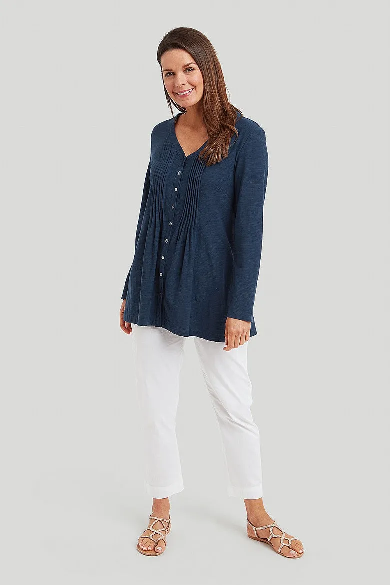 Organic Cotton Slub Riven Tunic – Soft Navy