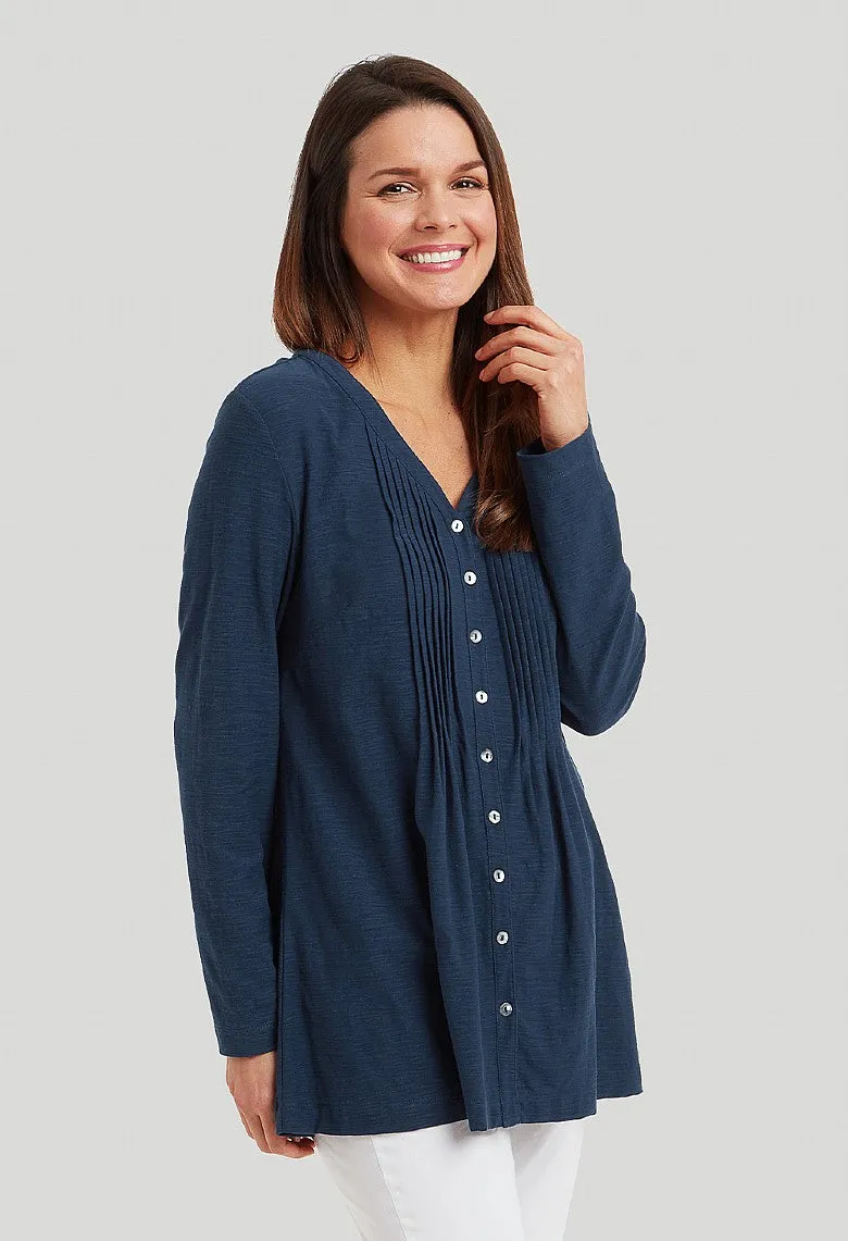 Organic Cotton Slub Riven Tunic – Soft Navy