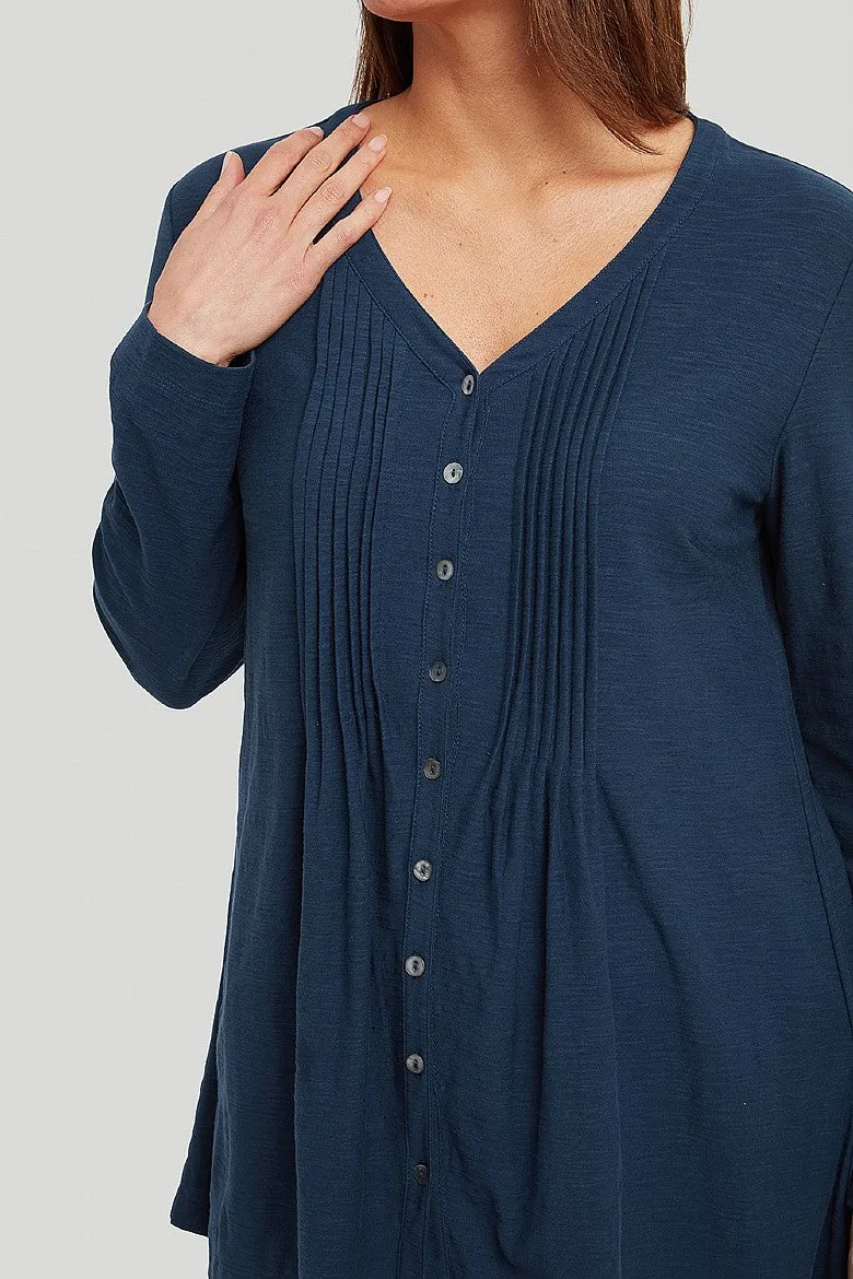 Organic Cotton Slub Riven Tunic – Soft Navy