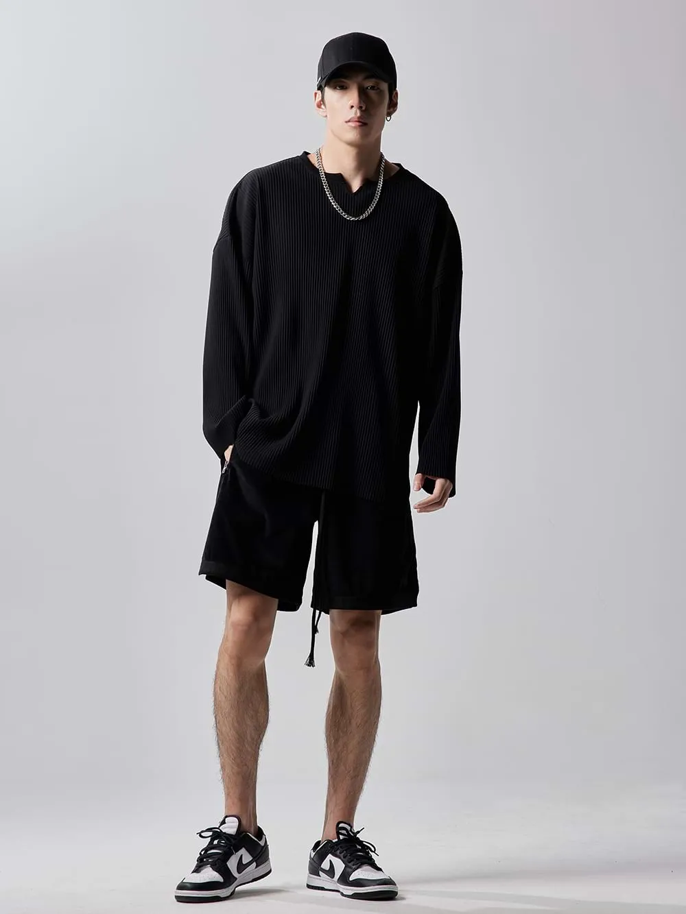 Oversized Ribbed Long Sleeve Shirt