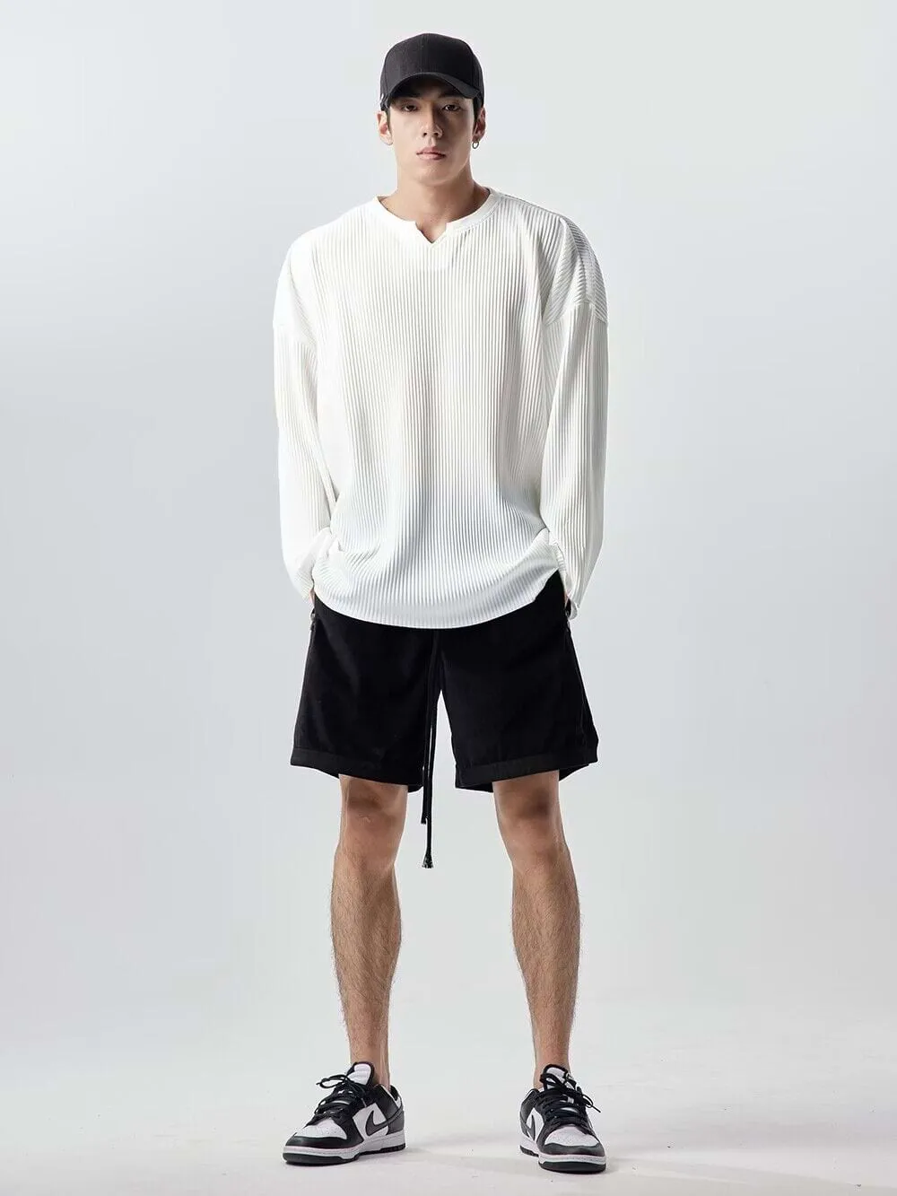 Oversized Ribbed Long Sleeve Shirt