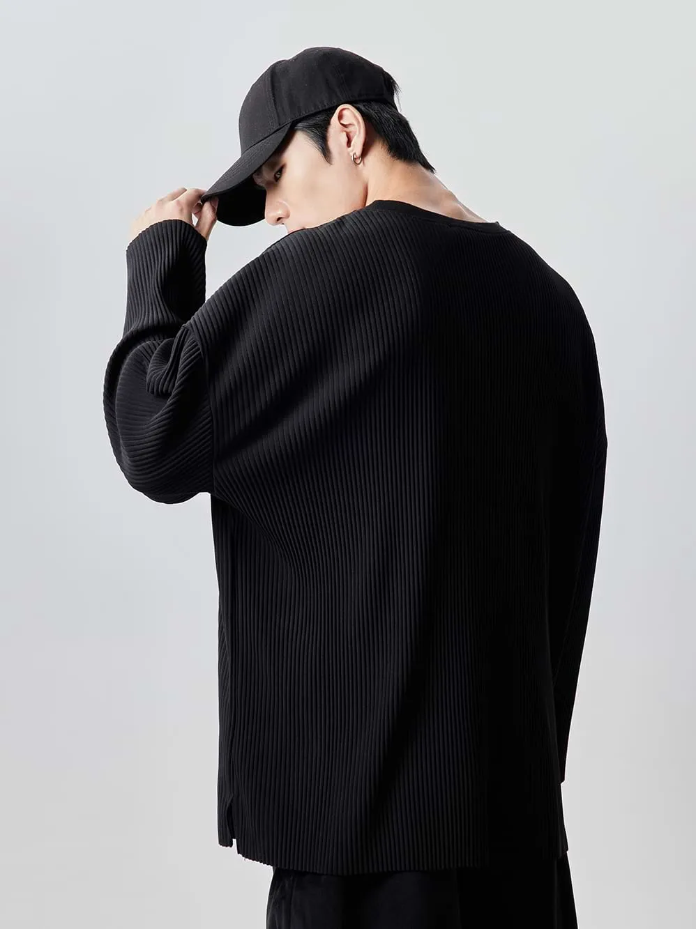 Oversized Ribbed Long Sleeve Shirt