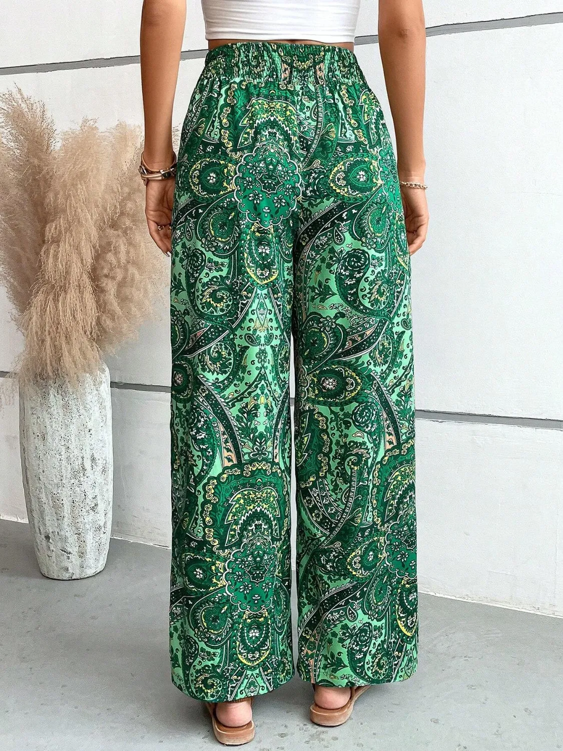 Paisley Printed Wide Leg Pants