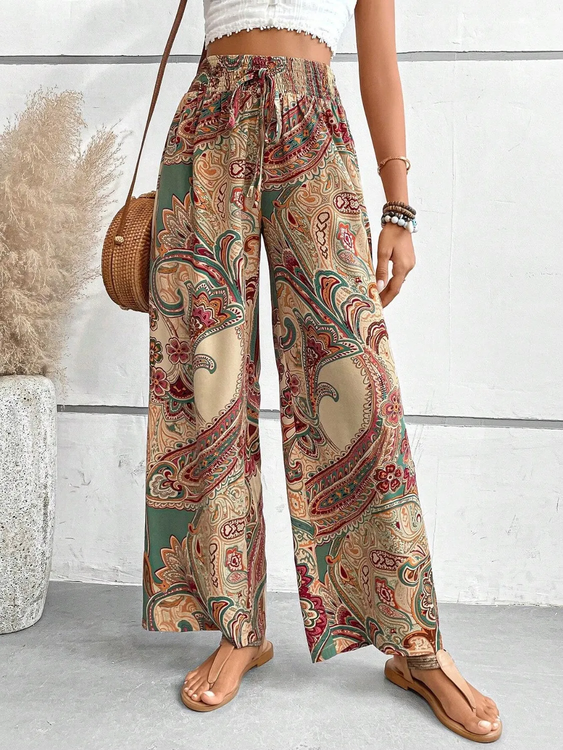 Paisley Printed Wide Leg Pants