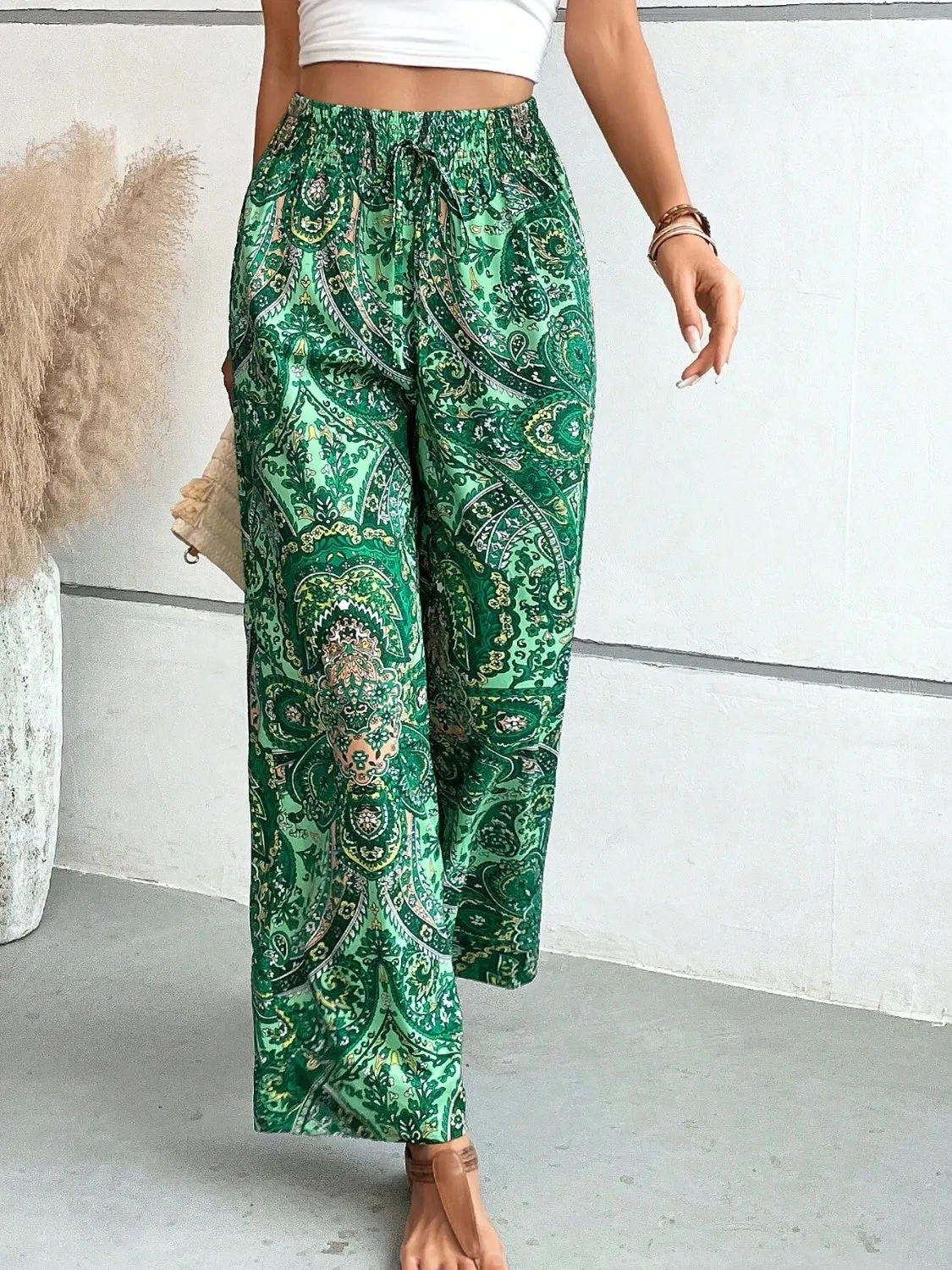 Paisley Printed Wide Leg Pants