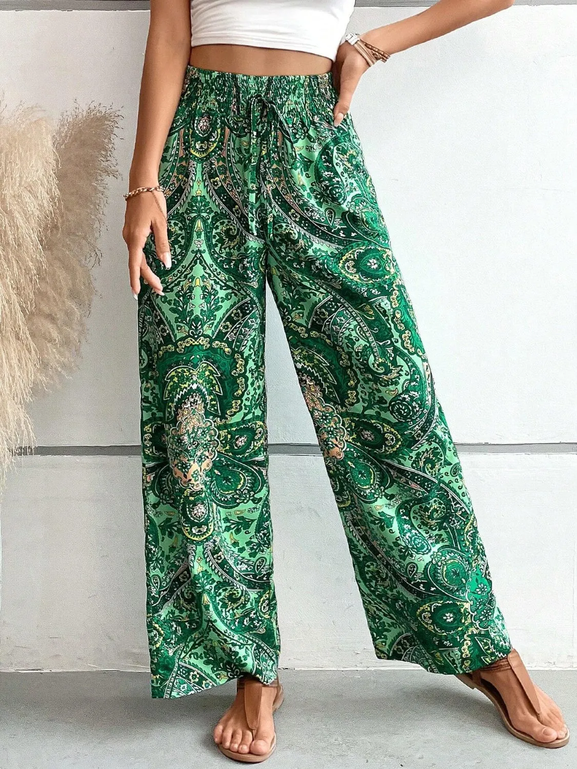 Paisley Printed Wide Leg Pants