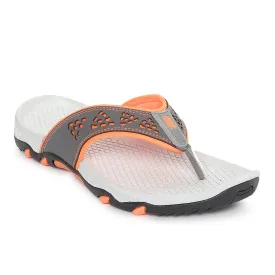 Paragon Grey and Orange Ultra-Durable Everyday Flip Flops for Men